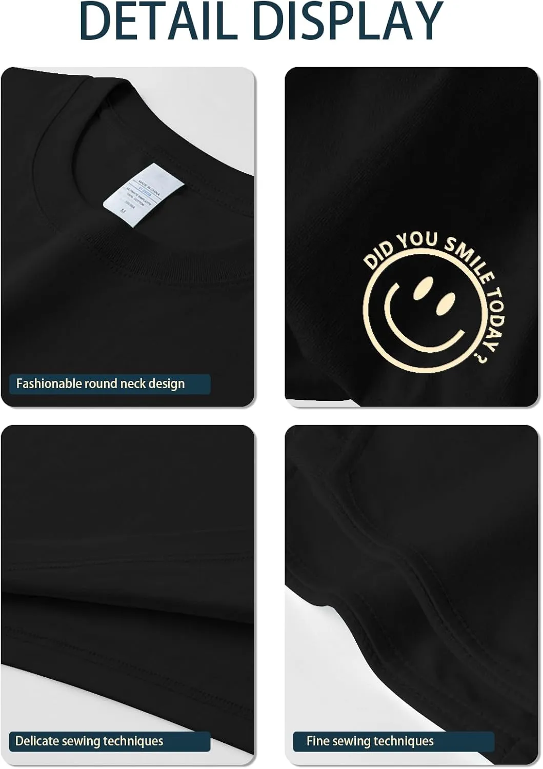 Men's T Shirts Smile Face Graphic Tees Oversized Tshirts Heavyweight Athletic Workout Short Sleeve Cotton Tops