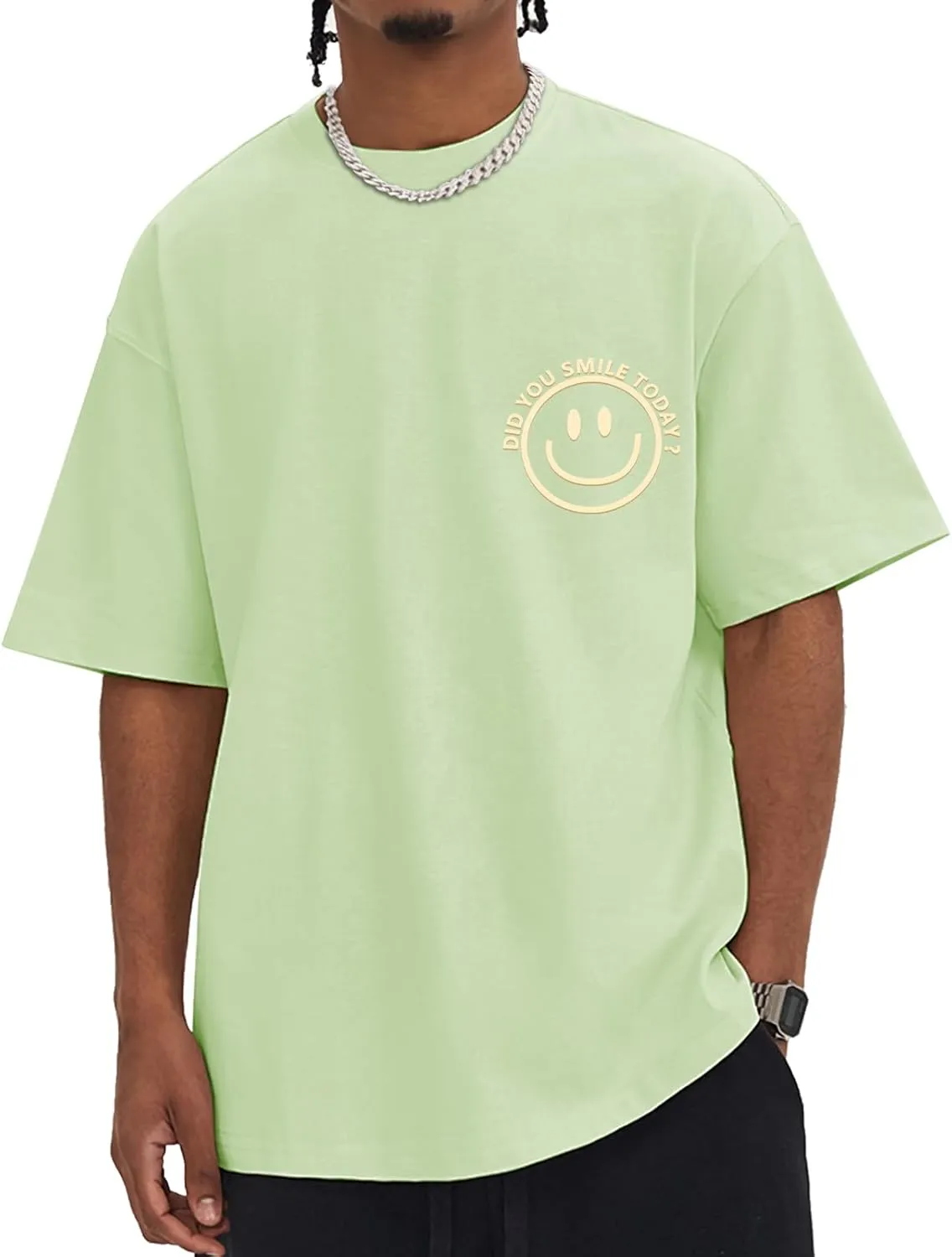 Men's T Shirts Smile Face Graphic Tees Oversized Tshirts Heavyweight Athletic Workout Short Sleeve Cotton Tops