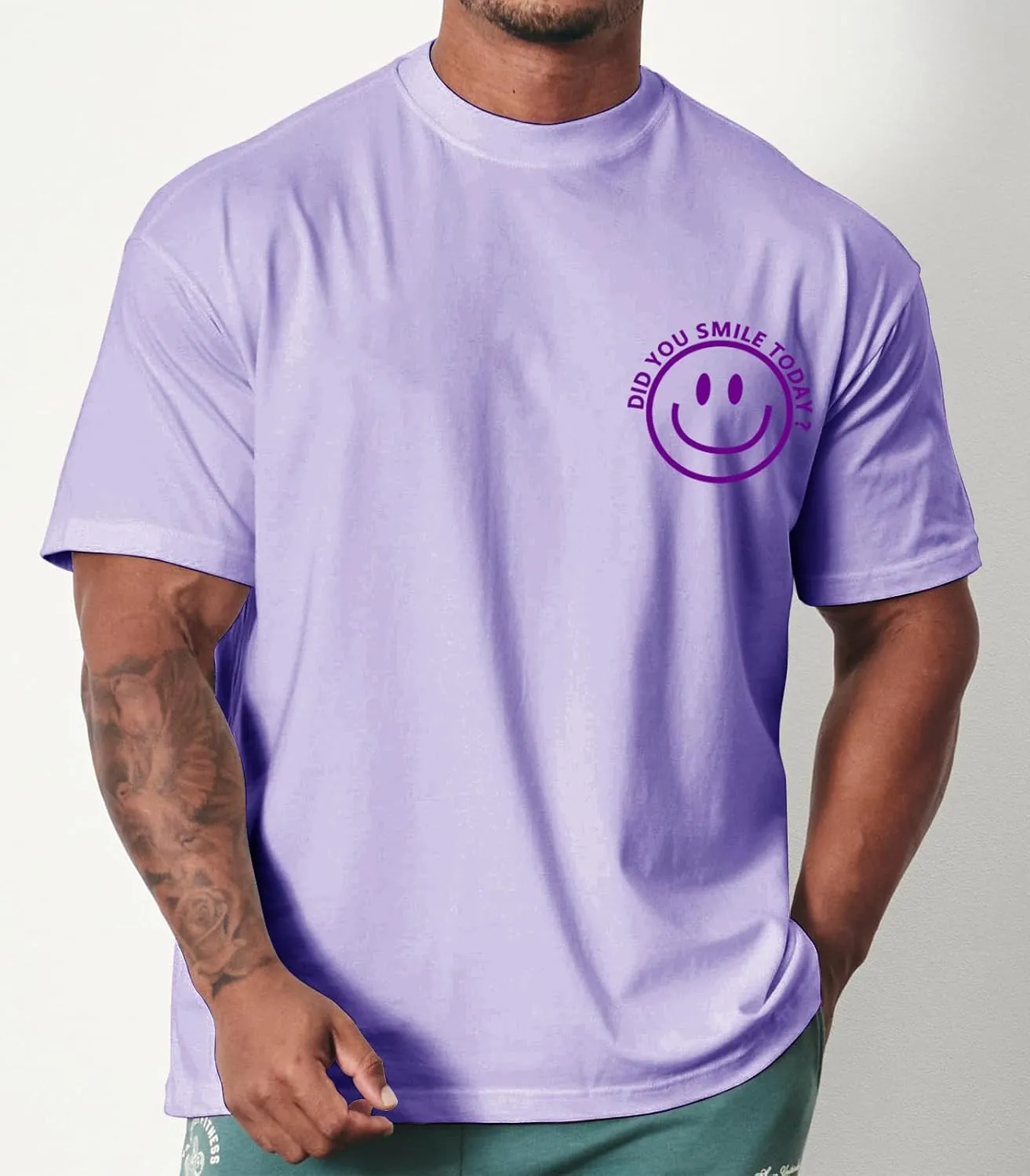 Men's T Shirts Smile Face Graphic Tees Oversized Tshirts Heavyweight Athletic Workout Short Sleeve Cotton Tops