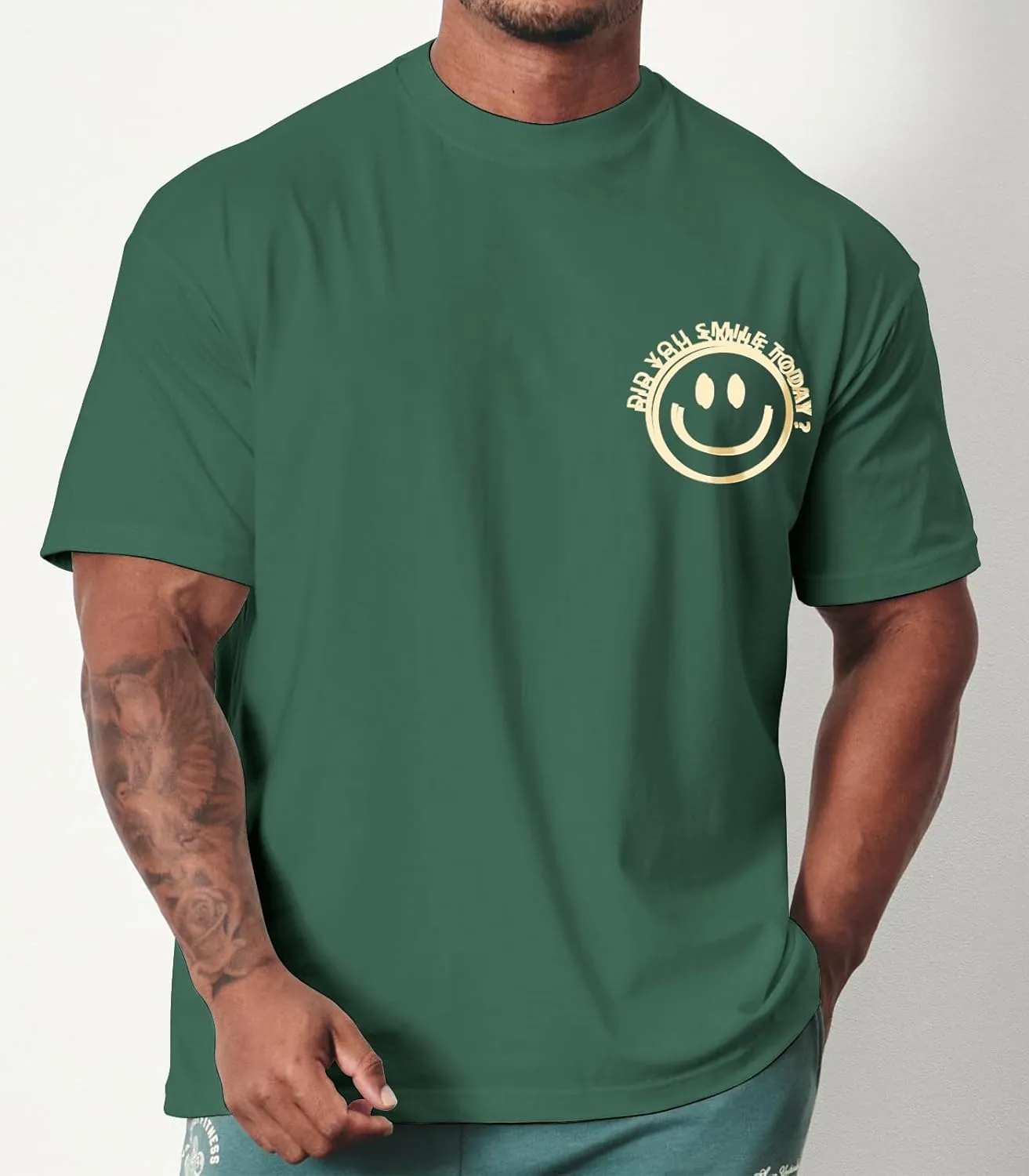 Men's T Shirts Smile Face Graphic Tees Oversized Tshirts Heavyweight Athletic Workout Short Sleeve Cotton Tops