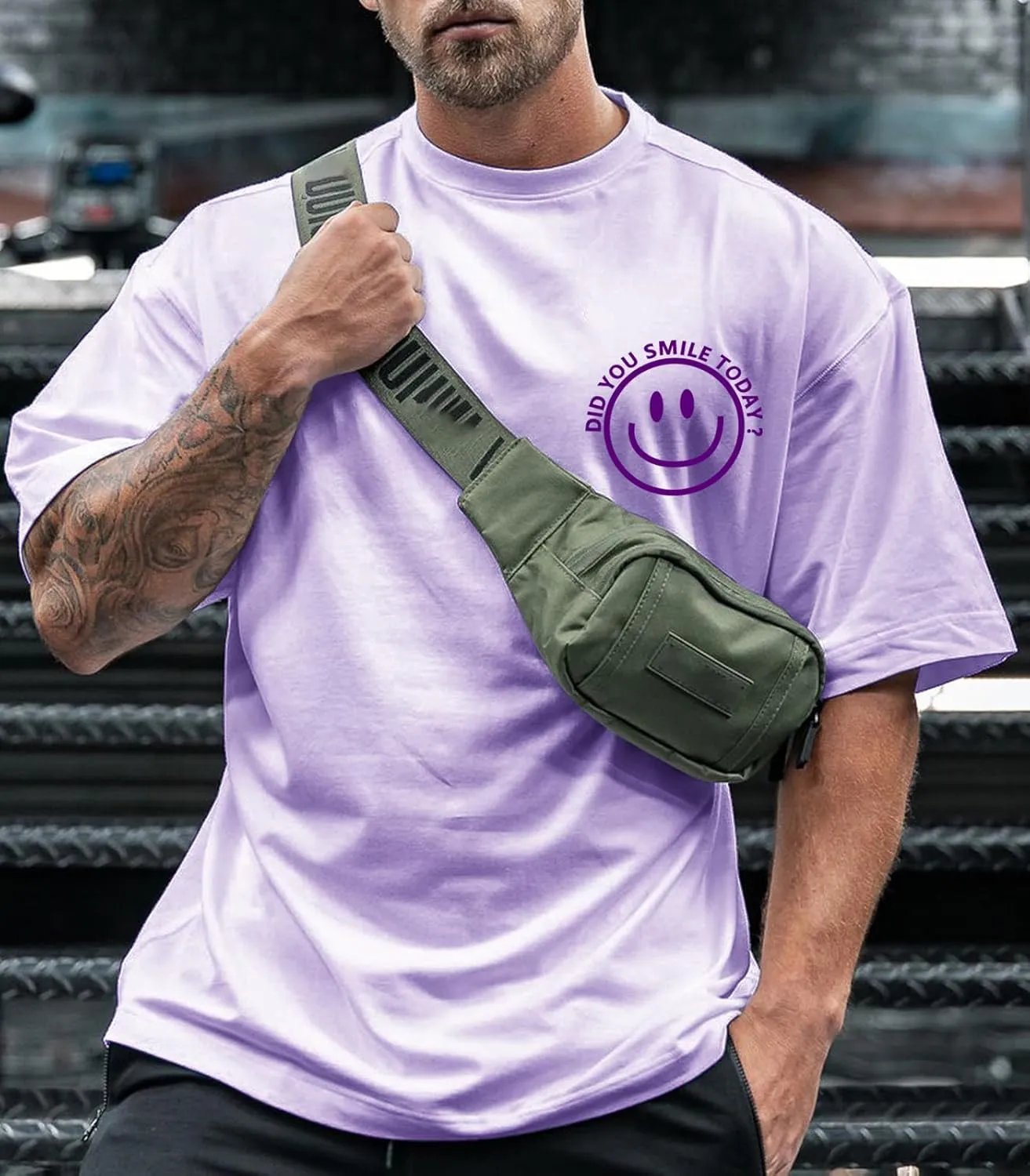 Men's T Shirts Smile Face Graphic Tees Oversized Tshirts Heavyweight Athletic Workout Short Sleeve Cotton Tops
