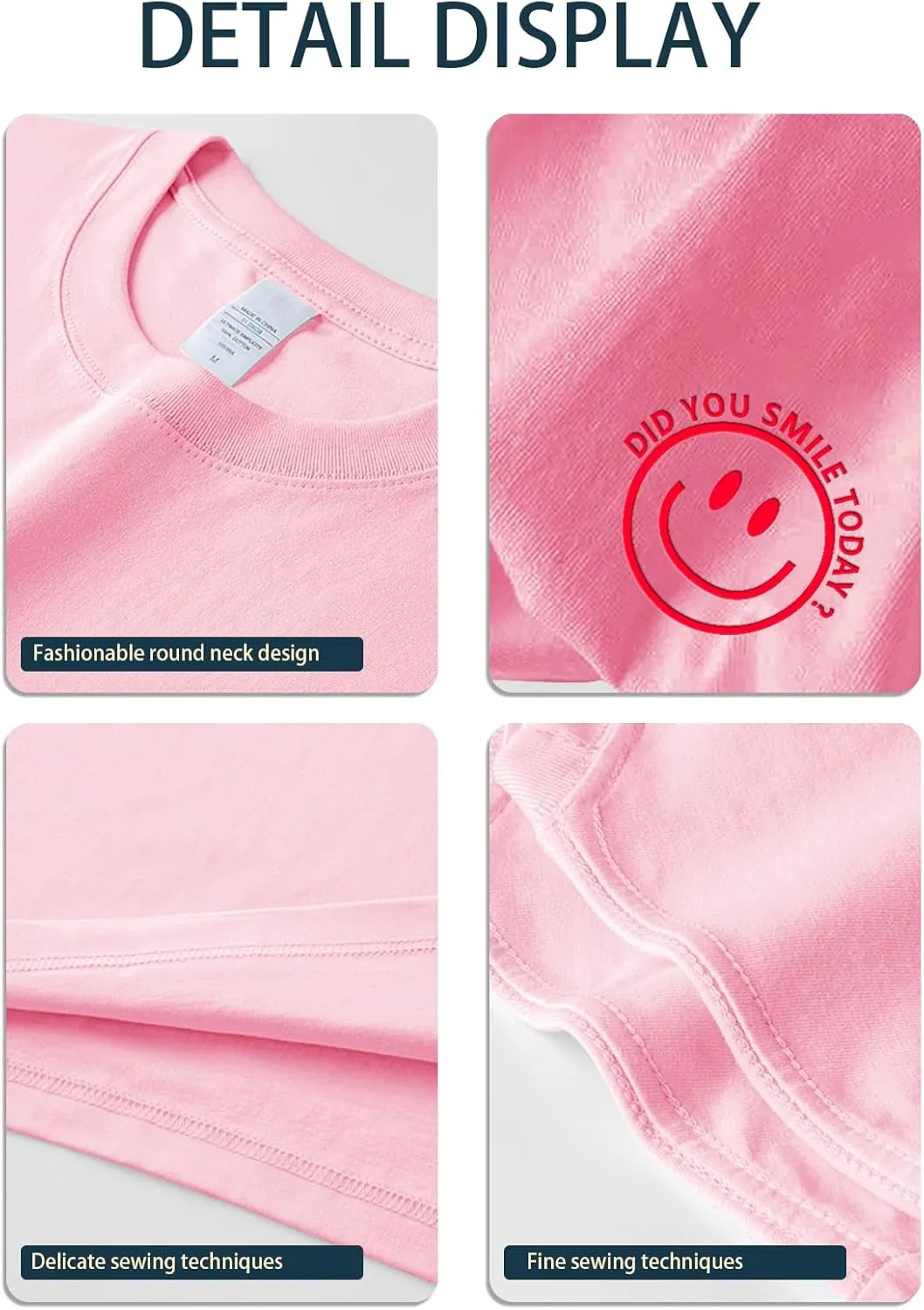 Men's T Shirts Smile Face Graphic Tees Oversized Tshirts Heavyweight Athletic Workout Short Sleeve Cotton Tops