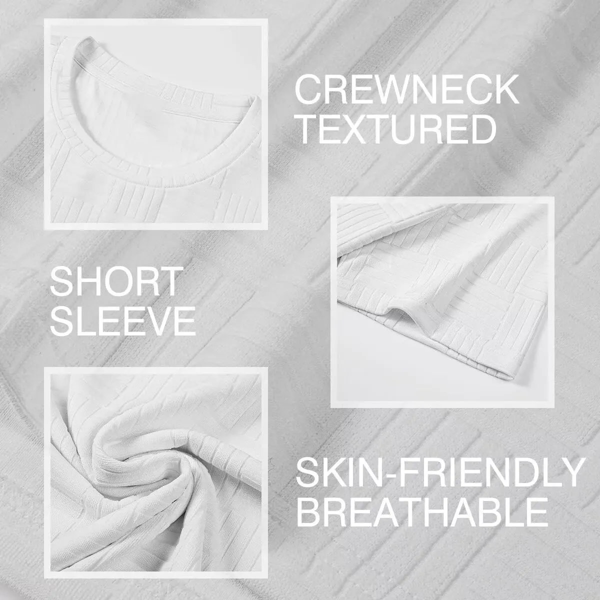 Men's T Shirts Summer Crewneck Tee Shirts Casual Textured Short Sleeve Pullover Tshirts