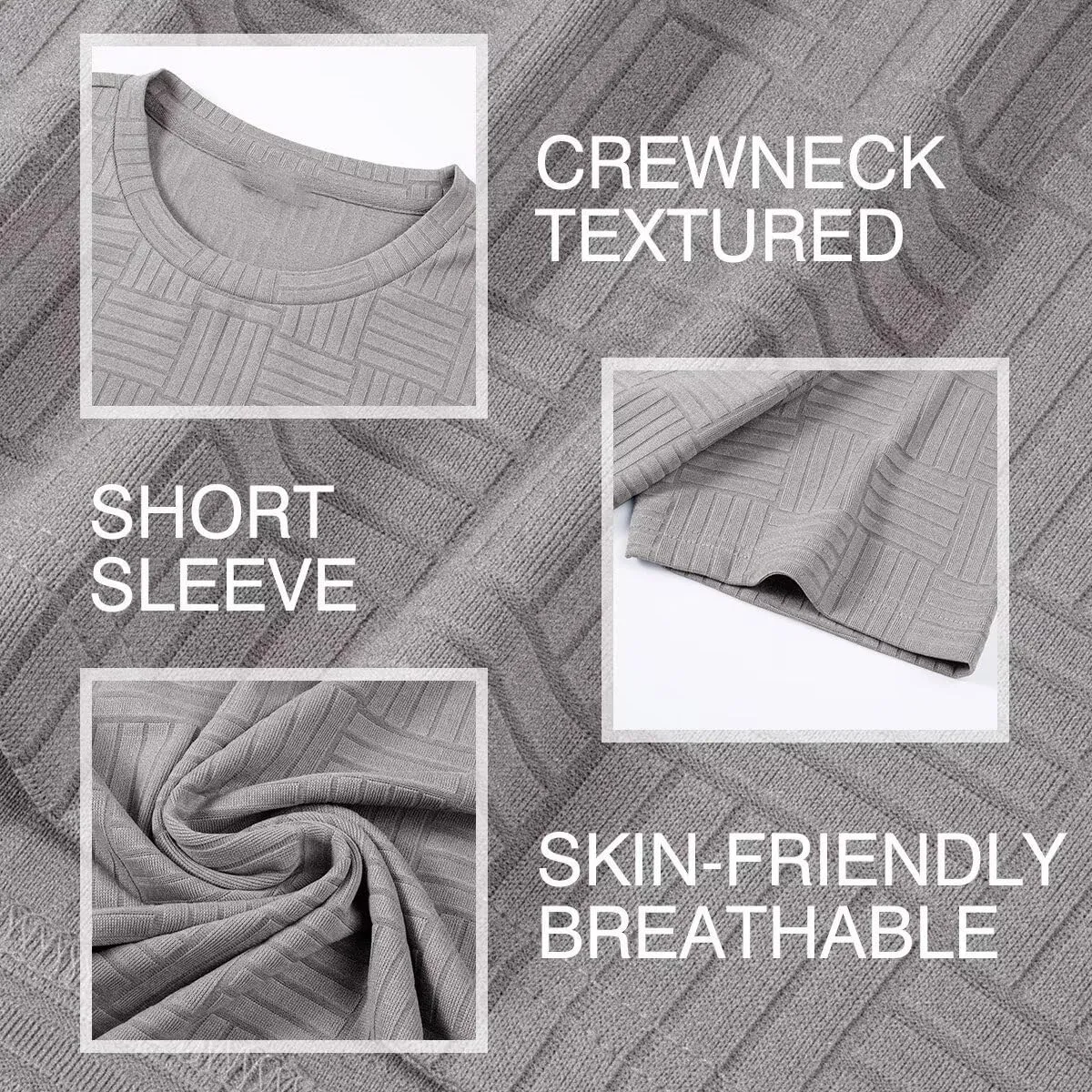 Men's T Shirts Summer Crewneck Tee Shirts Casual Textured Short Sleeve Pullover Tshirts
