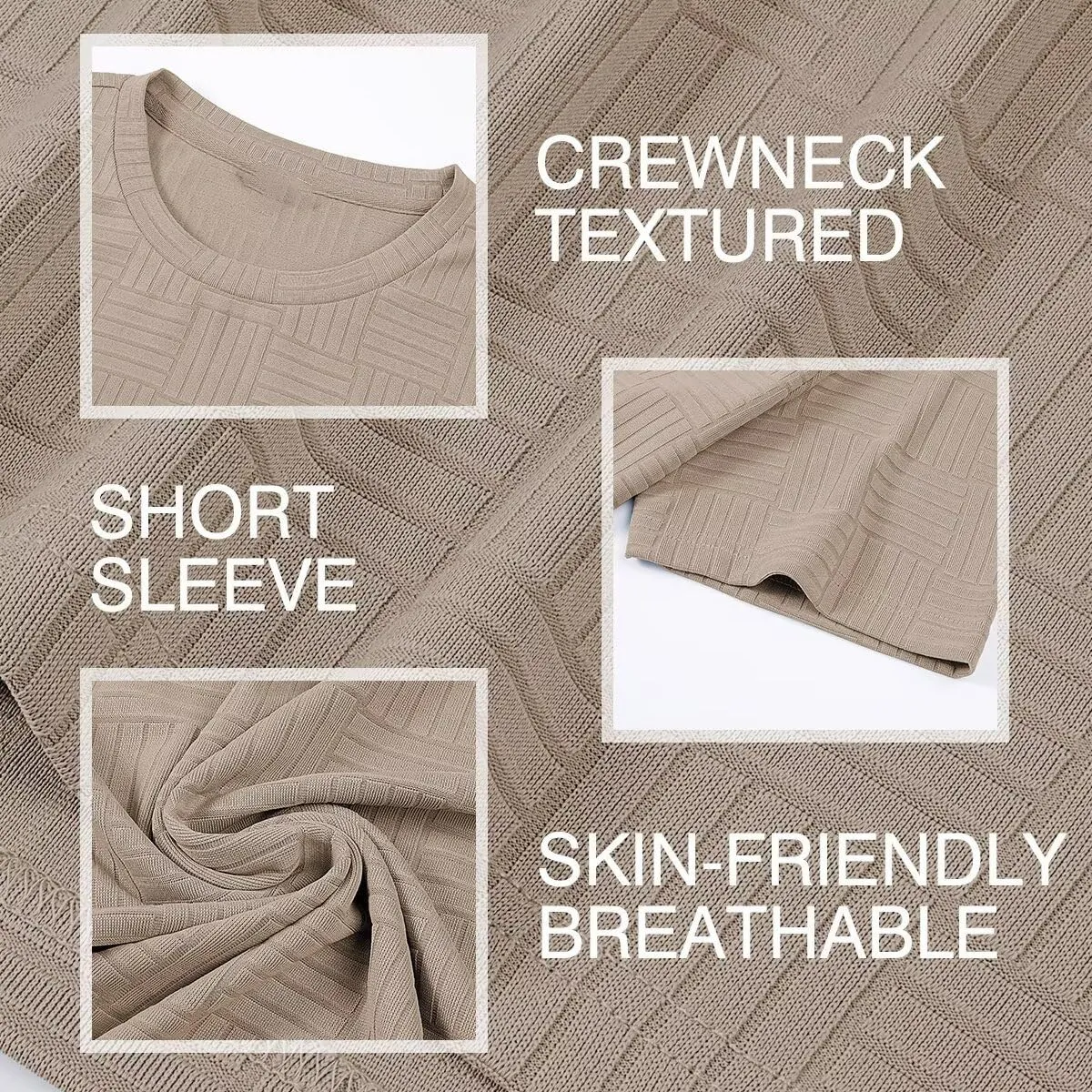 Men's T Shirts Summer Crewneck Tee Shirts Casual Textured Short Sleeve Pullover Tshirts