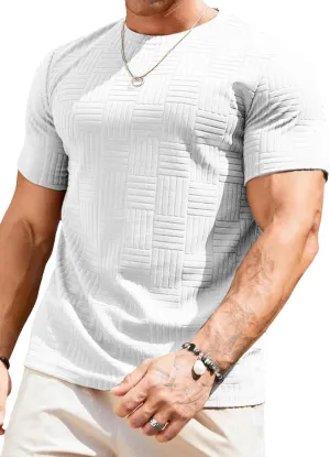 Men's T Shirts Summer Crewneck Tee Shirts Casual Textured Short Sleeve Pullover Tshirts