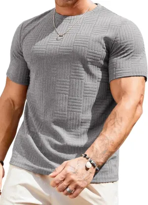 Men's T Shirts Summer Crewneck Tee Shirts Casual Textured Short Sleeve Pullover Tshirts