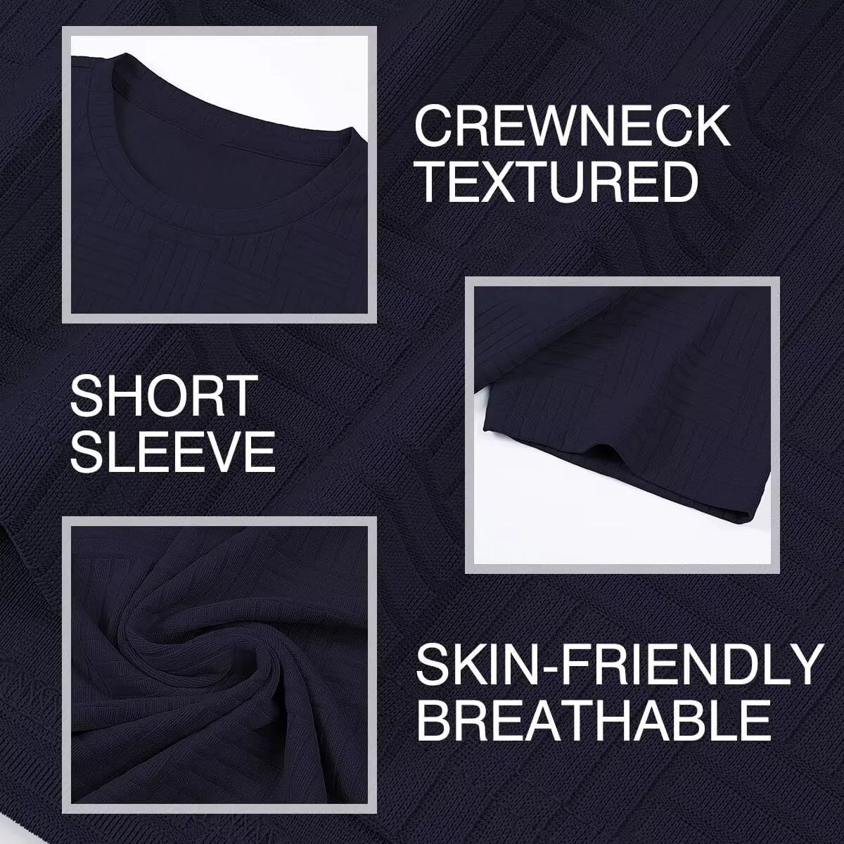 Men's T Shirts Summer Crewneck Tee Shirts Casual Textured Short Sleeve Pullover Tshirts