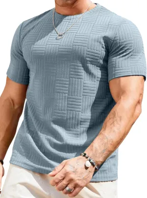 Men's T Shirts Summer Crewneck Tee Shirts Casual Textured Short Sleeve Pullover Tshirts