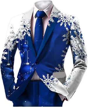 Men's Ugly Christmas Suit Jacket Plus Size Funny Xmas Party Blazer Sport Coats