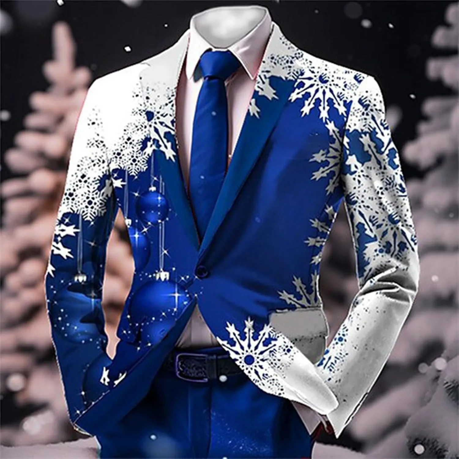 Men's Ugly Christmas Suit Jacket Plus Size Funny Xmas Party Blazer Sport Coats