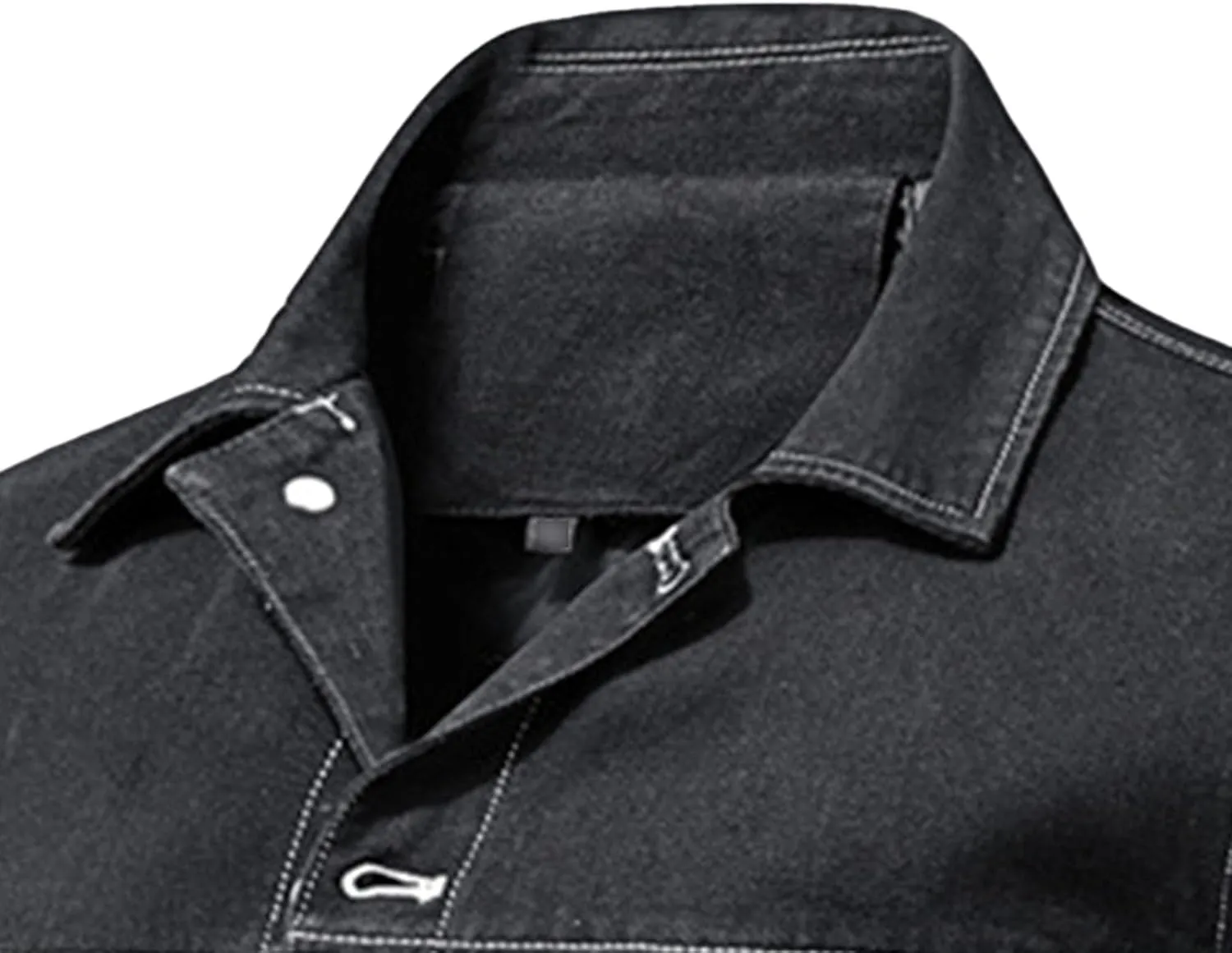 Men's Washed Denim Jacket Long Sleeve Button Down Trucker Coat with Pocket Distressed Casual Fall Jean Jackets
