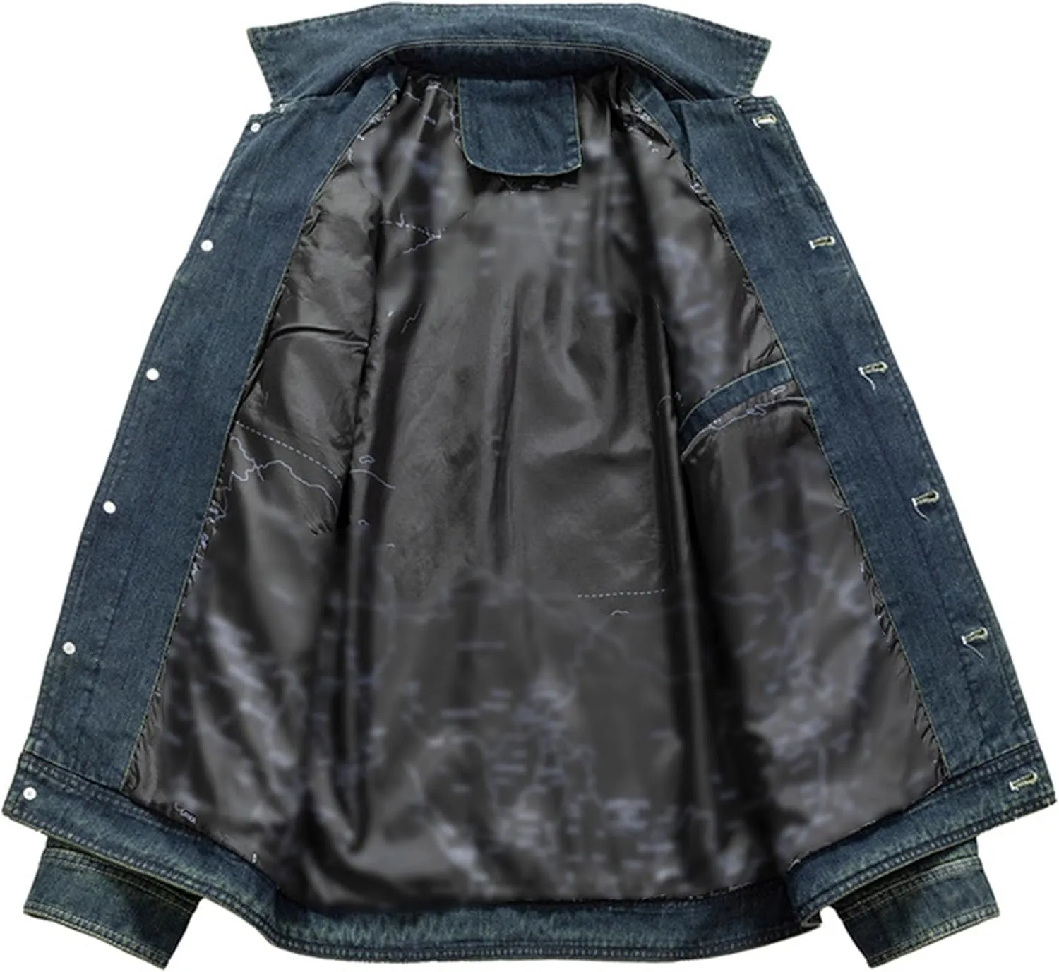 Men's Washed Denim Jacket Long Sleeve Button Down Trucker Coat with Pocket Distressed Casual Fall Jean Jackets