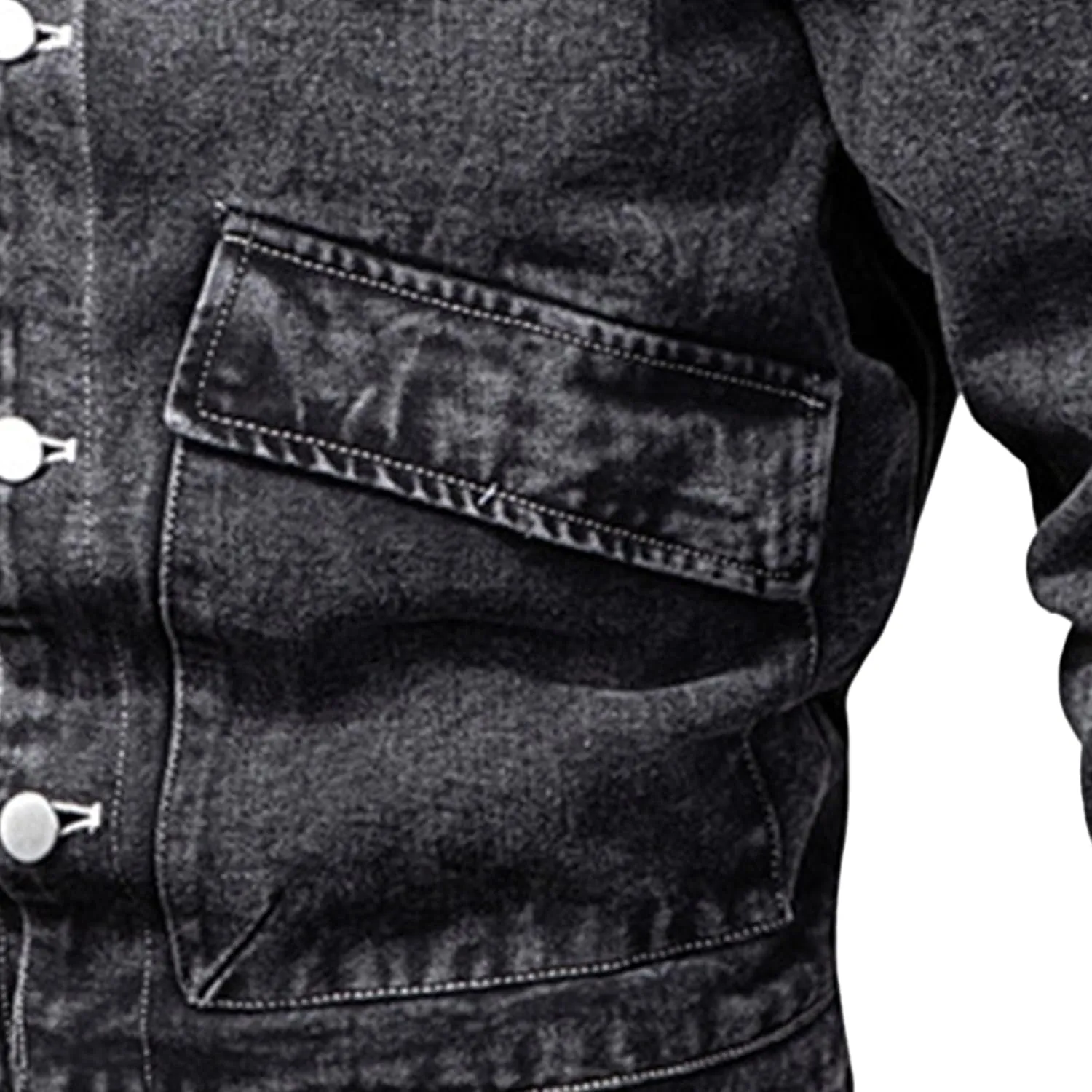 Men's Washed Denim Jacket Long Sleeve Button Down Trucker Coat with Pocket Distressed Casual Fall Jean Jackets