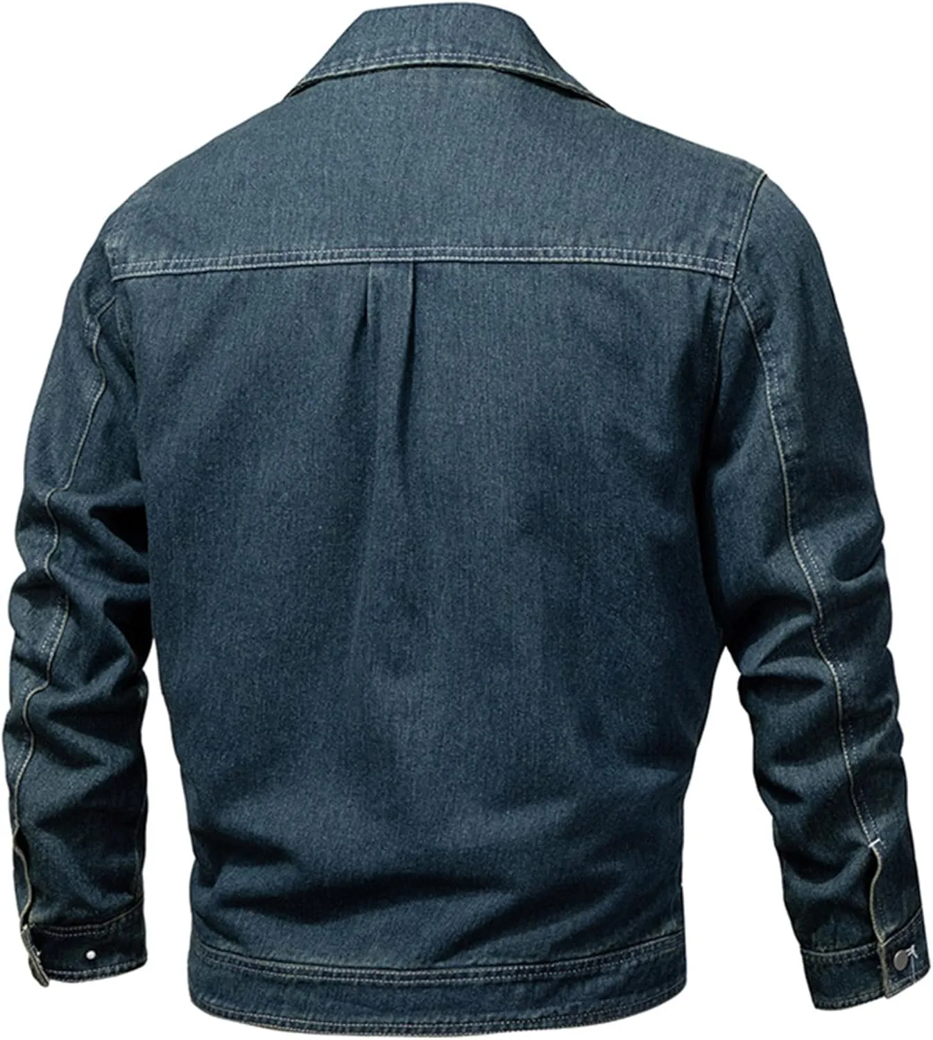 Men's Washed Denim Jacket Long Sleeve Button Down Trucker Coat with Pocket Distressed Casual Fall Jean Jackets