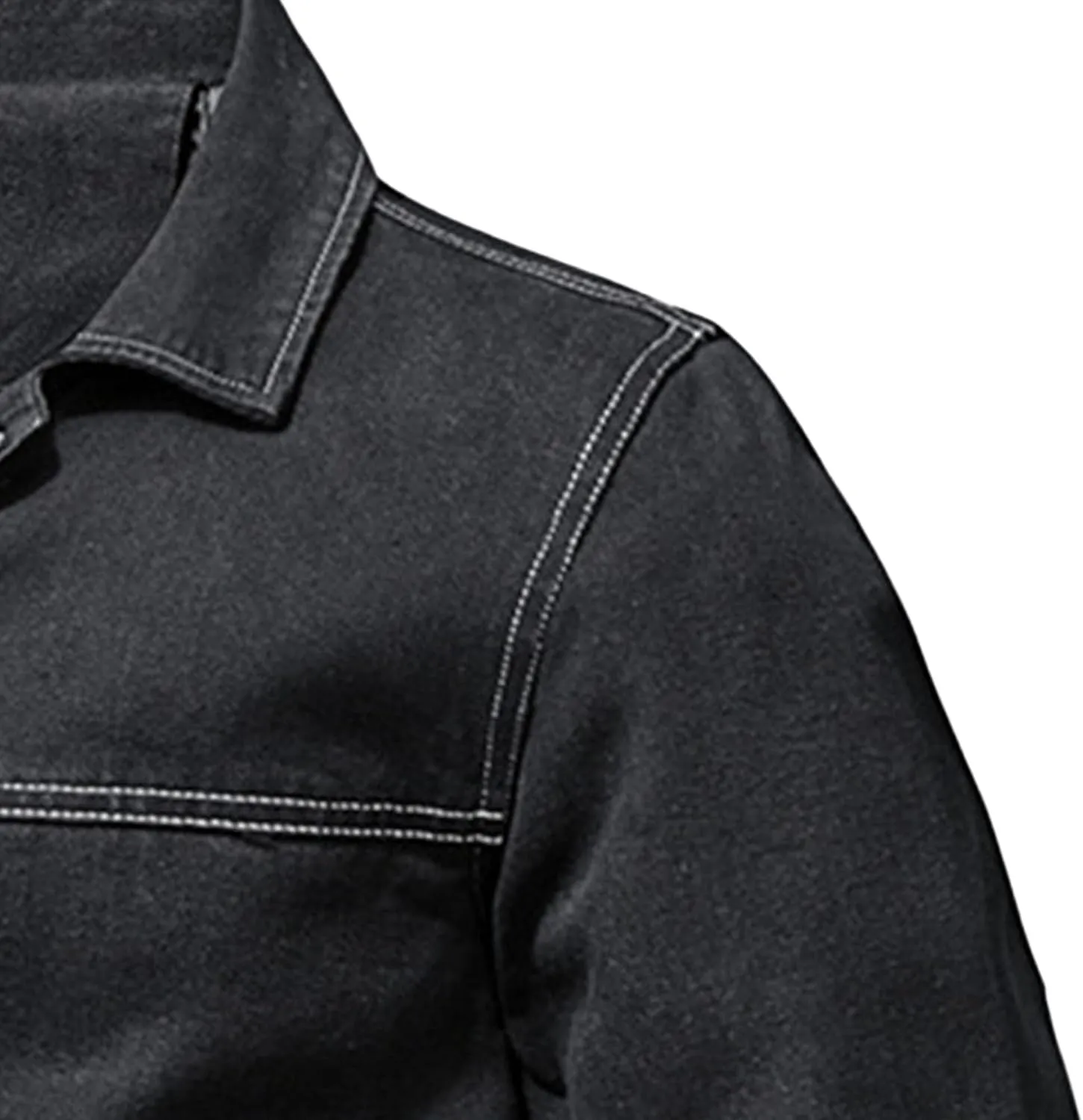 Men's Washed Denim Jacket Long Sleeve Button Down Trucker Coat with Pocket Distressed Casual Fall Jean Jackets