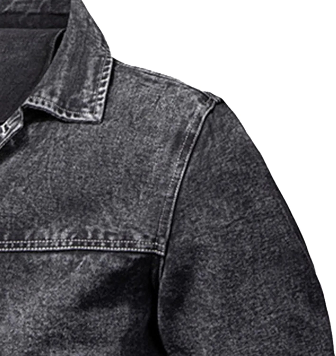 Men's Washed Denim Jacket Long Sleeve Button Down Trucker Coat with Pocket Distressed Casual Fall Jean Jackets
