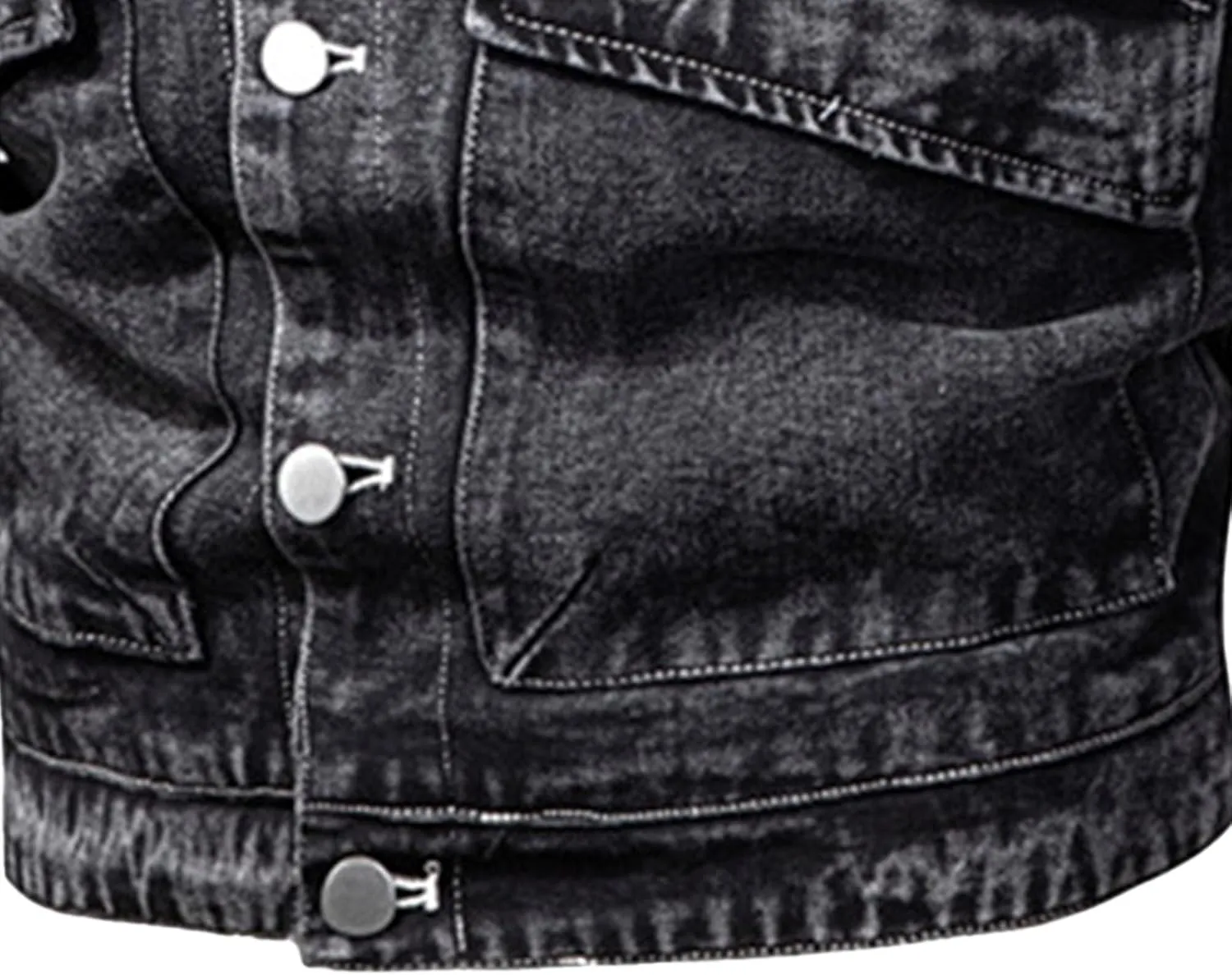 Men's Washed Denim Jacket Long Sleeve Button Down Trucker Coat with Pocket Distressed Casual Fall Jean Jackets