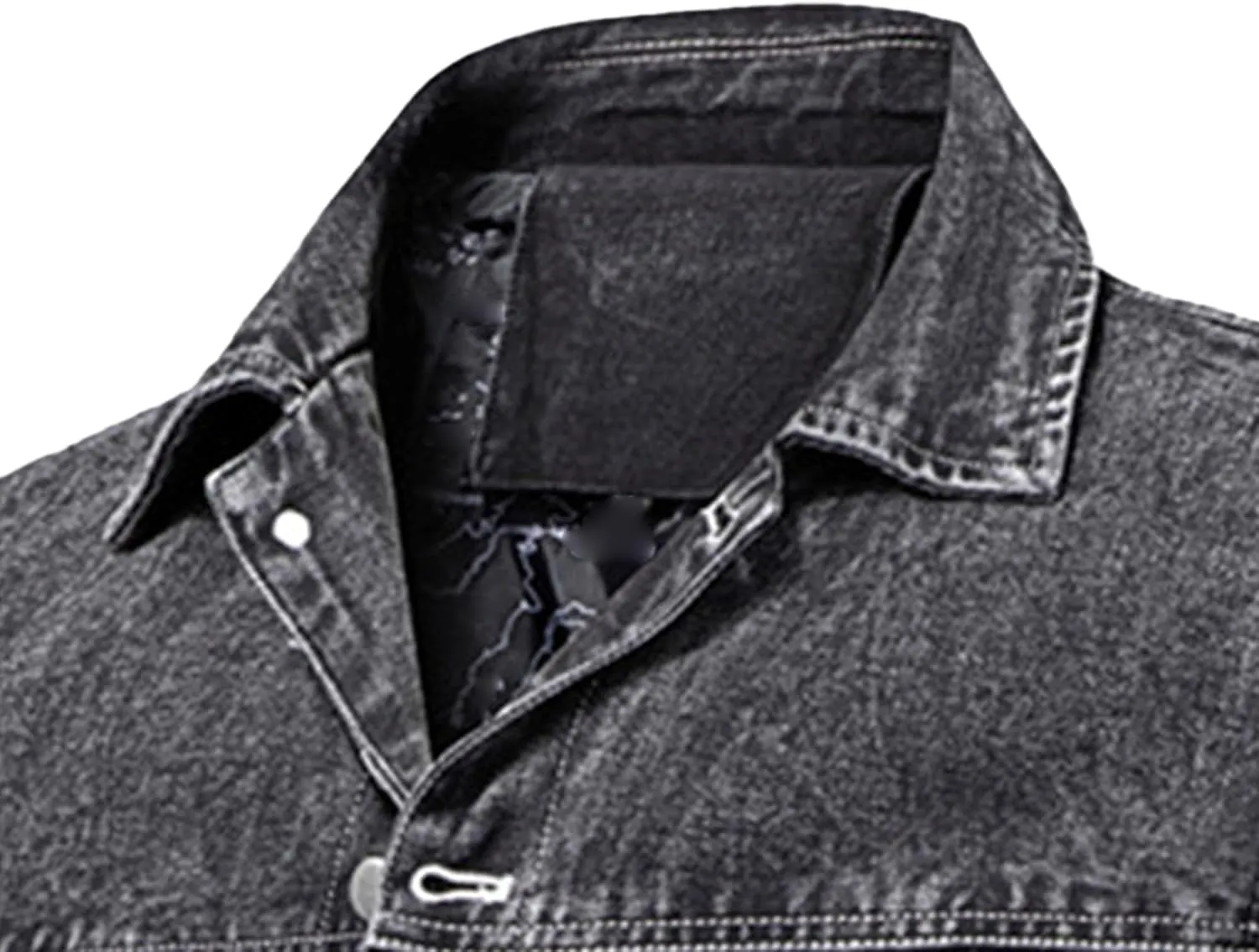 Men's Washed Denim Jacket Long Sleeve Button Down Trucker Coat with Pocket Distressed Casual Fall Jean Jackets