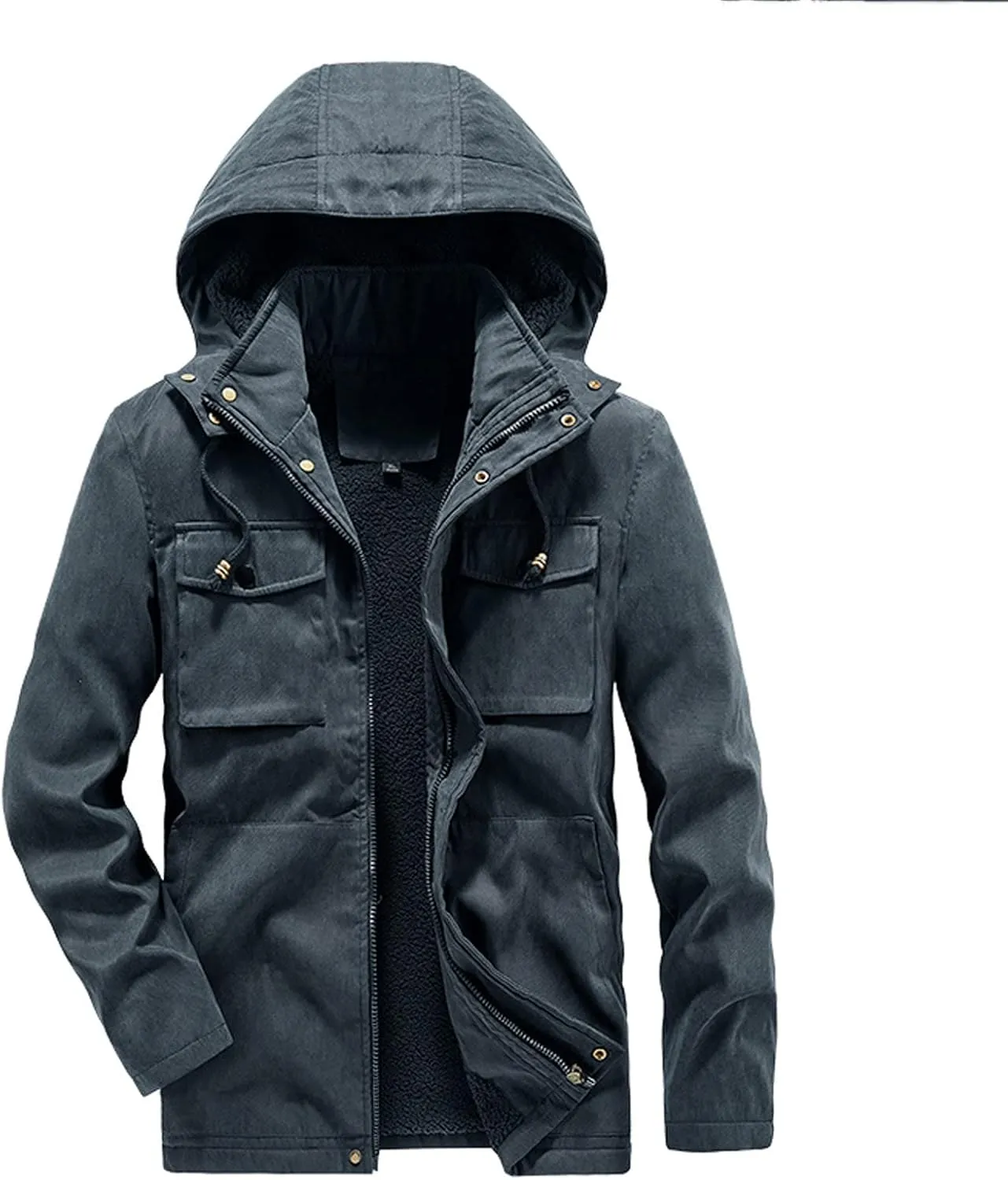 Men's Winter Hooded Jacket Windproof Sherpa Lined Fleece Windbreaker Winter Military Thicken Parka Jacket Warm Coat