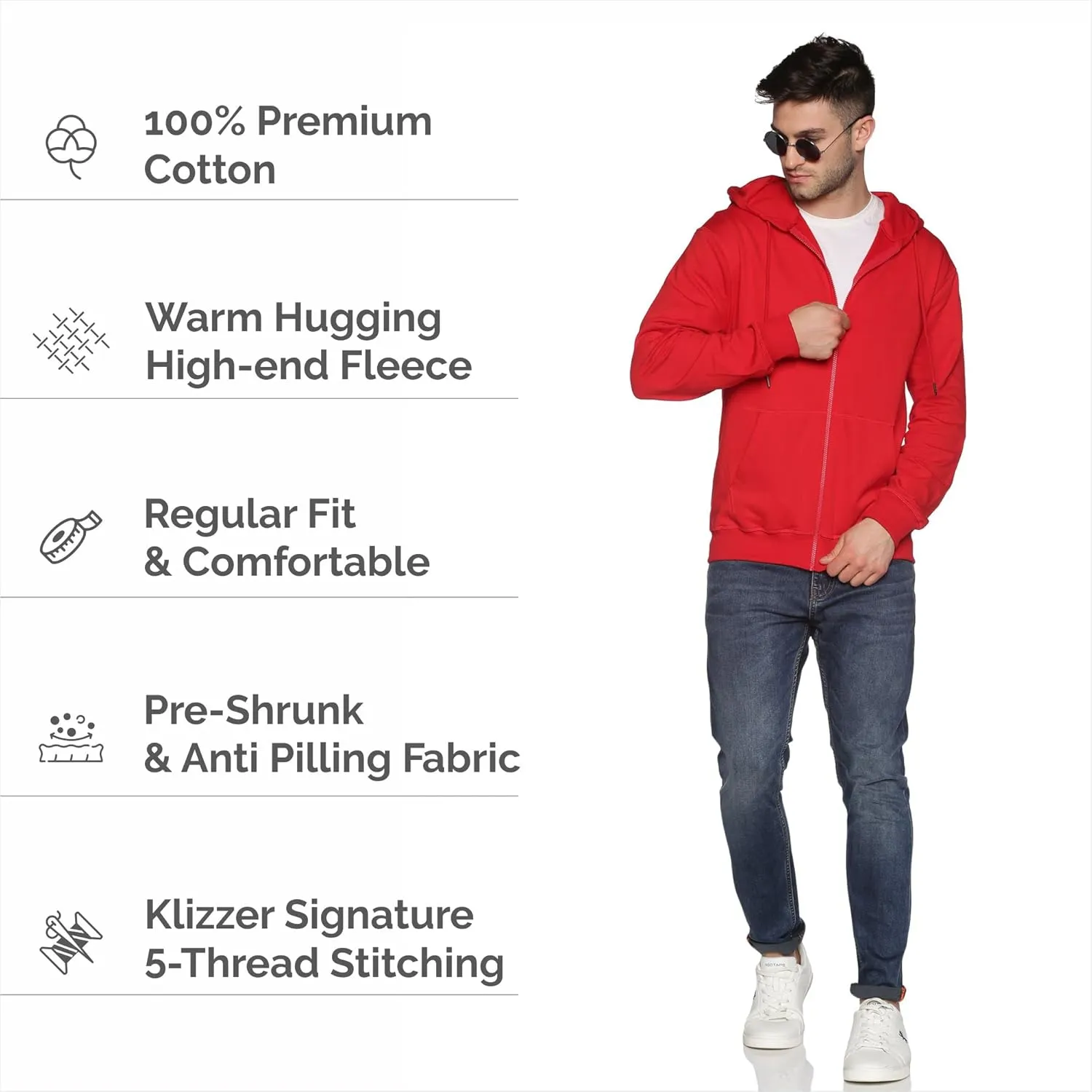 Mens Zip Up Hoodie of Cotton Fleece Heavyweight sweatshirt hoodie…
