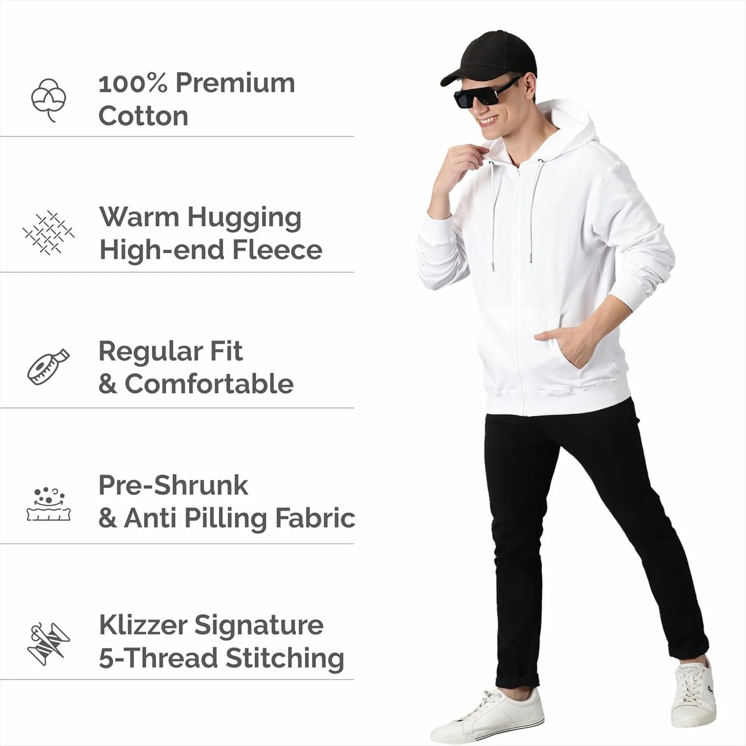 Mens Zip Up Hoodie of Cotton Fleece Heavyweight sweatshirt hoodie