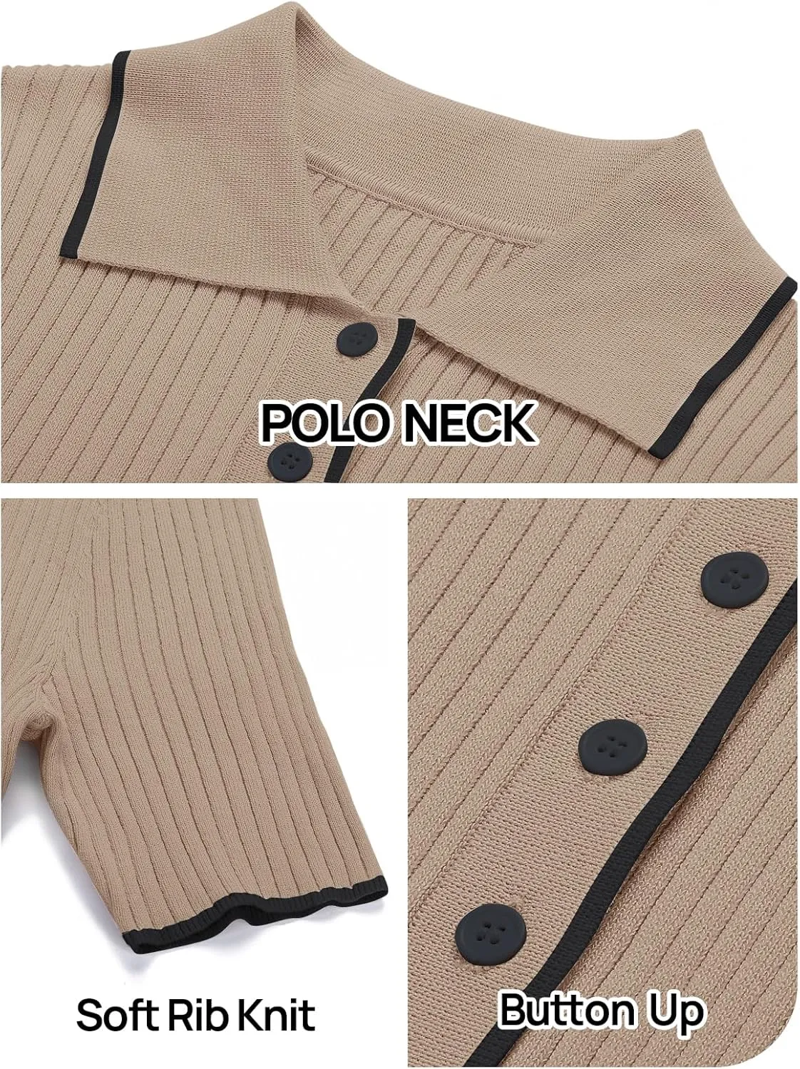 MEROKEETY Women's V Neck Ribbed Knit Maxi Dress Button Short Sleeve Slim Fit Bodycon Sweater Dress