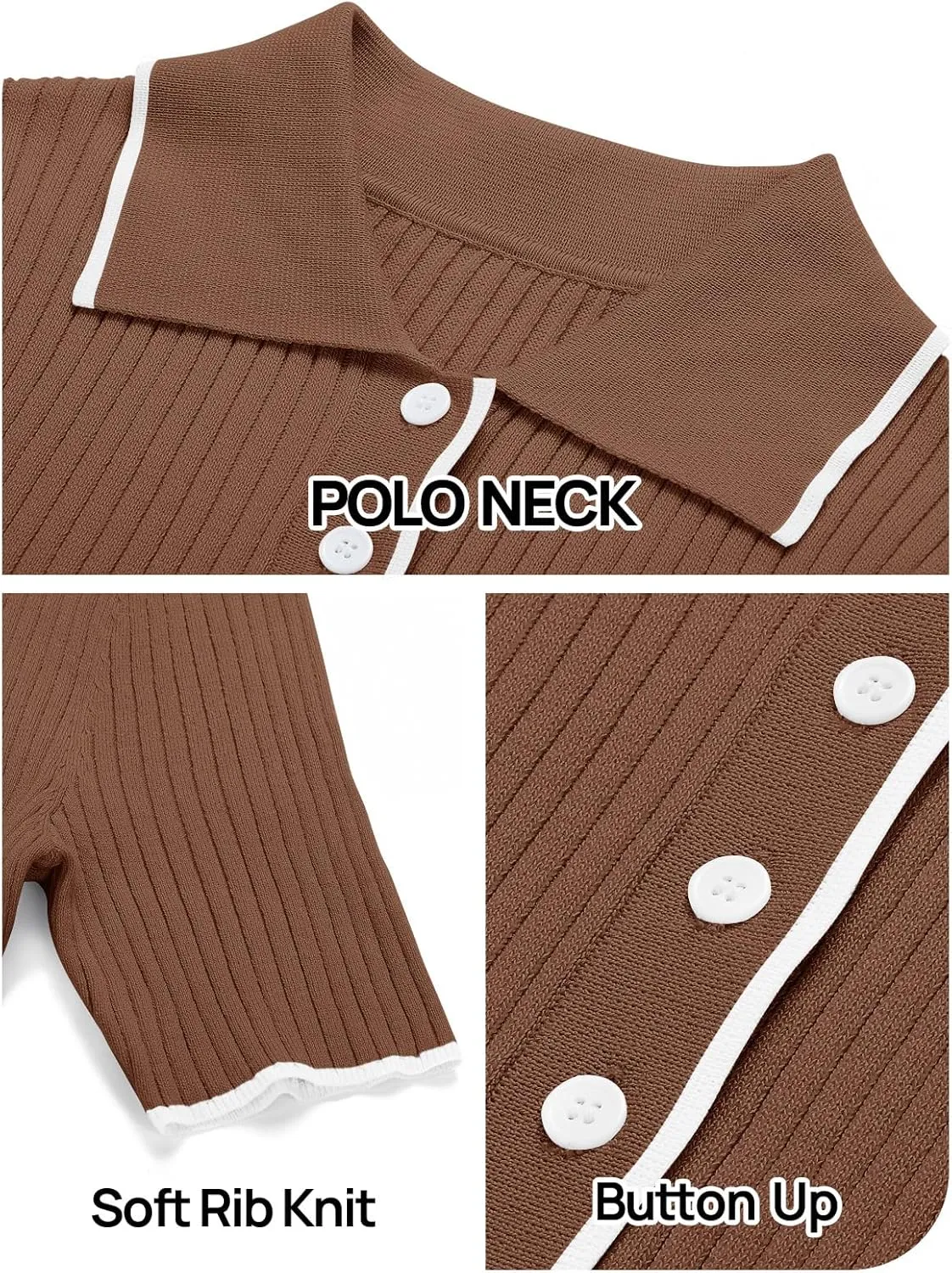 MEROKEETY Women's V Neck Ribbed Knit Maxi Dress Button Short Sleeve Slim Fit Bodycon Sweater Dress