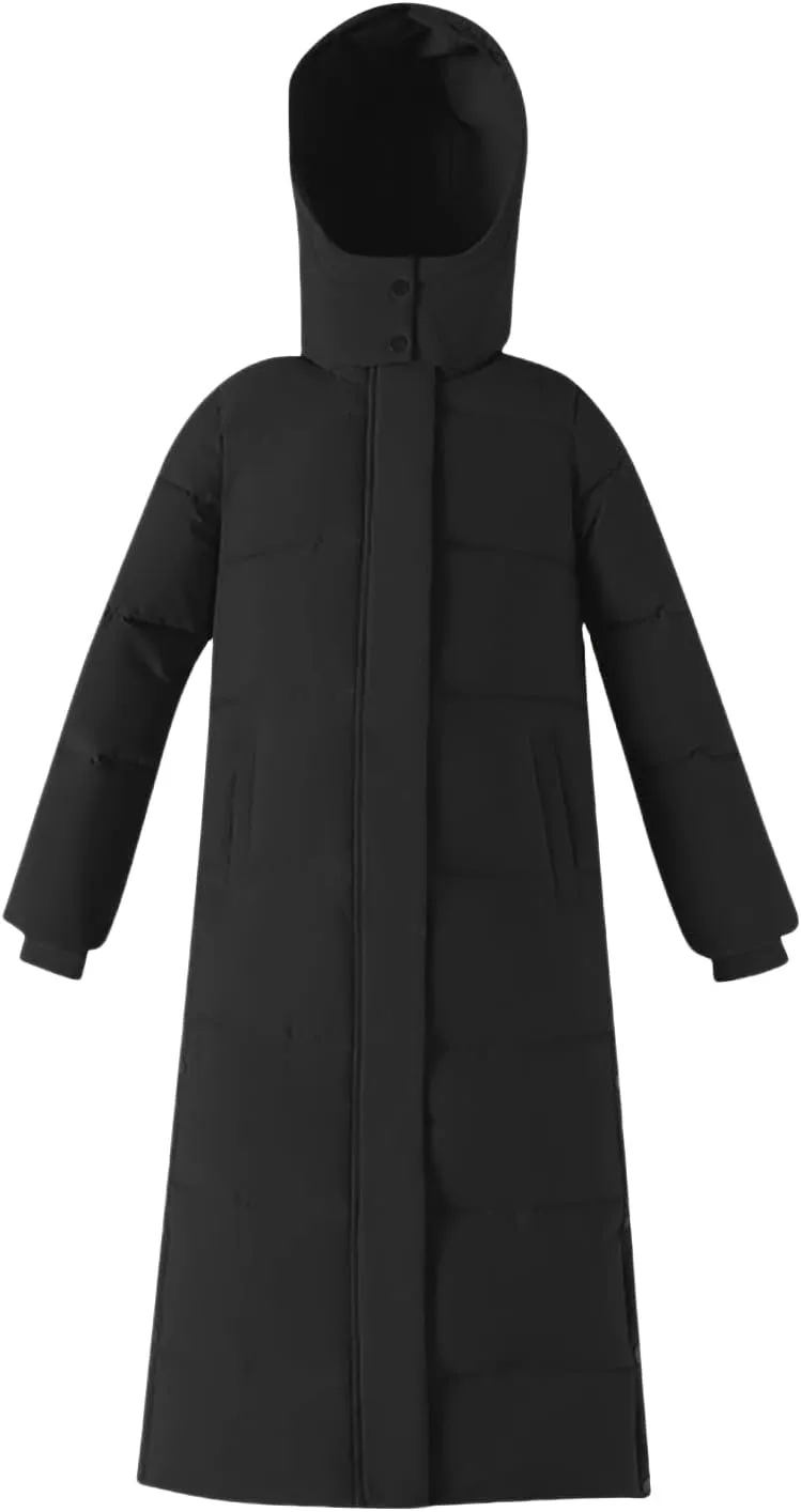 Mmoneyake Long Puffer Coats for Women Winter Thickened Down Jacket Heavyweight Parka Coat Trendy Outerwear with Side Buttons