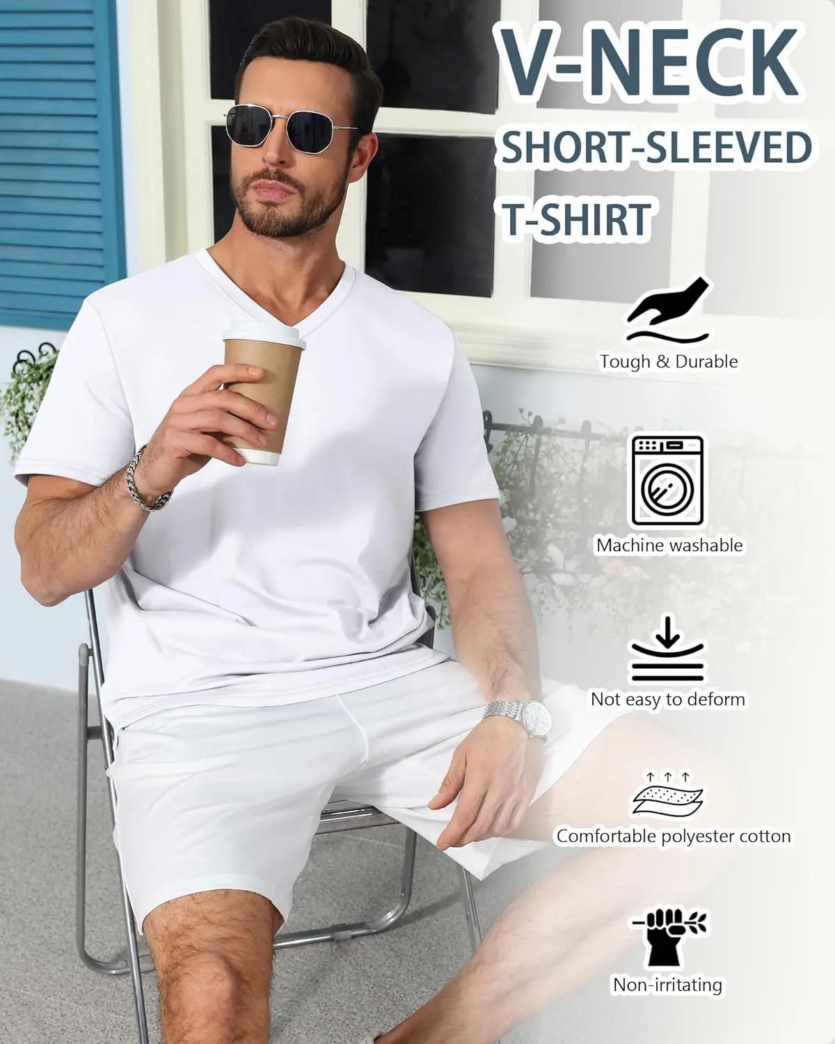 Neer 3 Pack Men's Big and Tall T-Shirts Casual V Neck Short Sleeve 30% Cotton Tee Shirt Summer Basic Soft Fitted Solid Tops