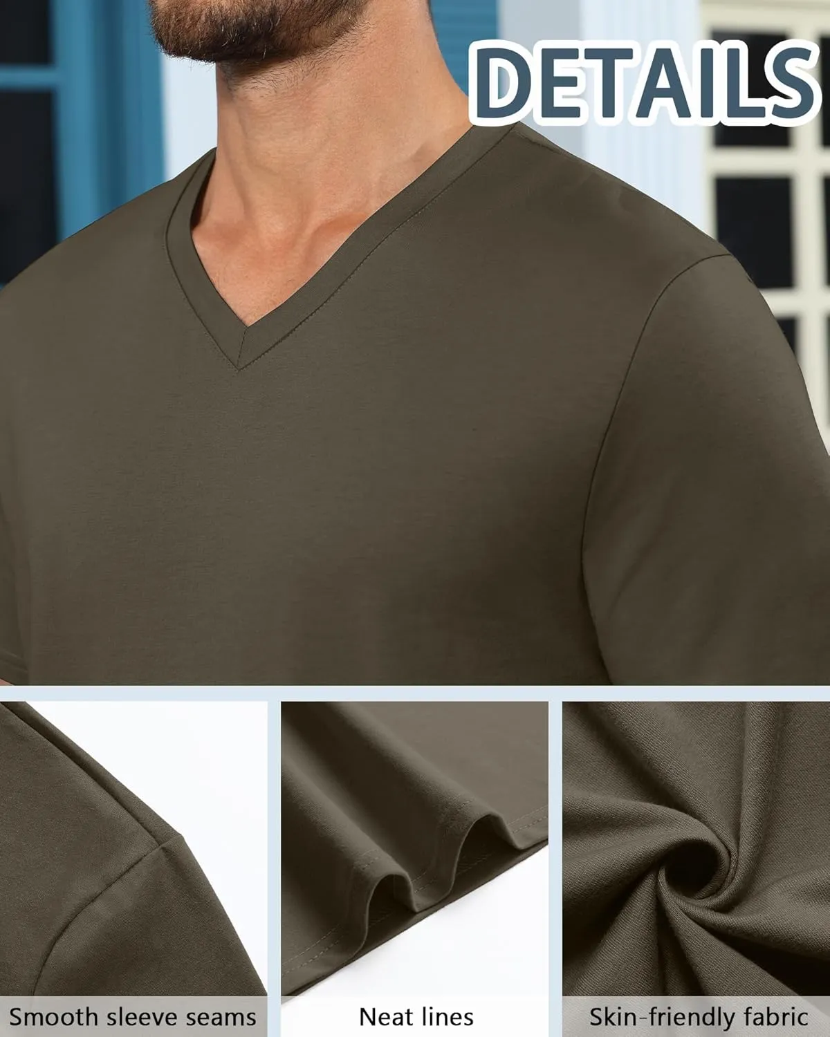 Neer 3 Pack Men's Big and Tall T-Shirts Casual V Neck Short Sleeve 30% Cotton Tee Shirt Summer Basic Soft Fitted Solid Tops