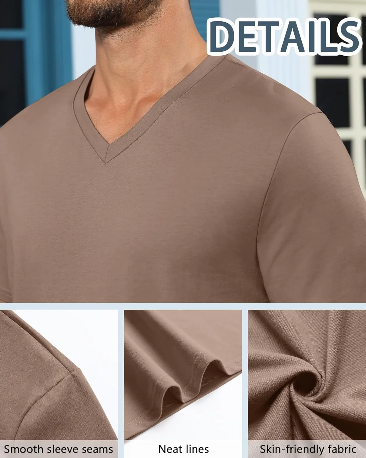 Neer 3 Pack Men's Big and Tall T-Shirts Casual V Neck Short Sleeve 30% Cotton Tee Shirt Summer Basic Soft Fitted Solid Tops