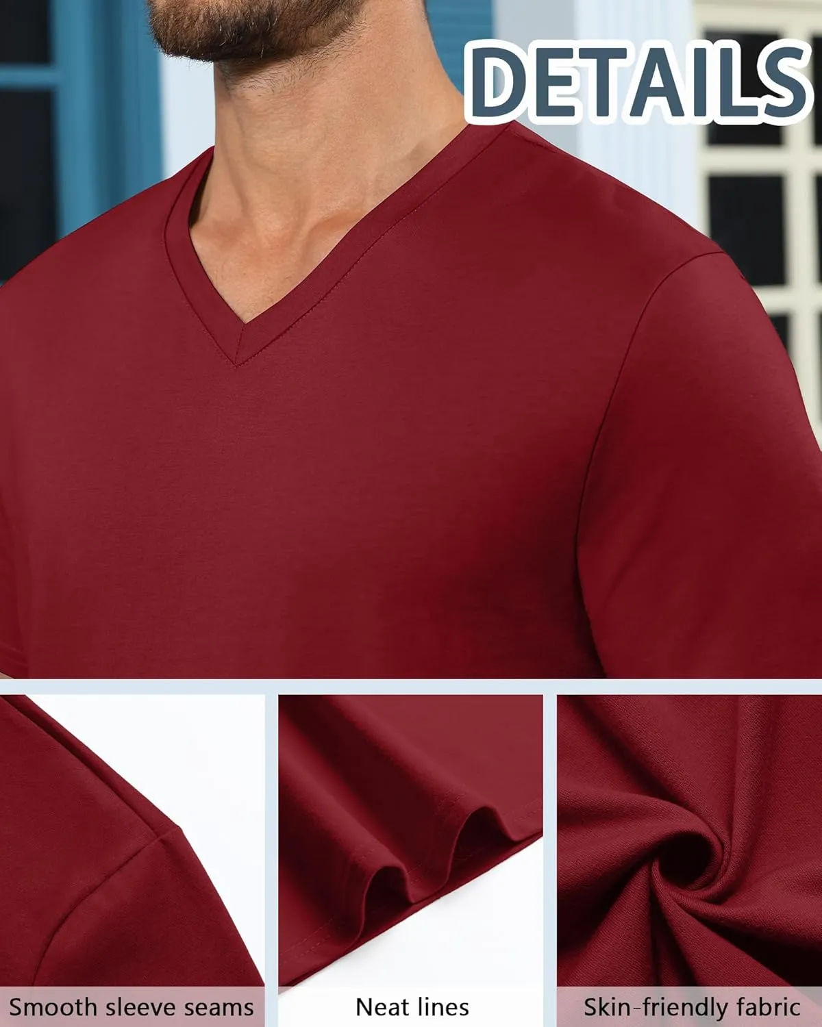 Neer 3 Pack Men's Big and Tall T-Shirts Casual V Neck Short Sleeve 30% Cotton Tee Shirt Summer Basic Soft Fitted Solid Tops