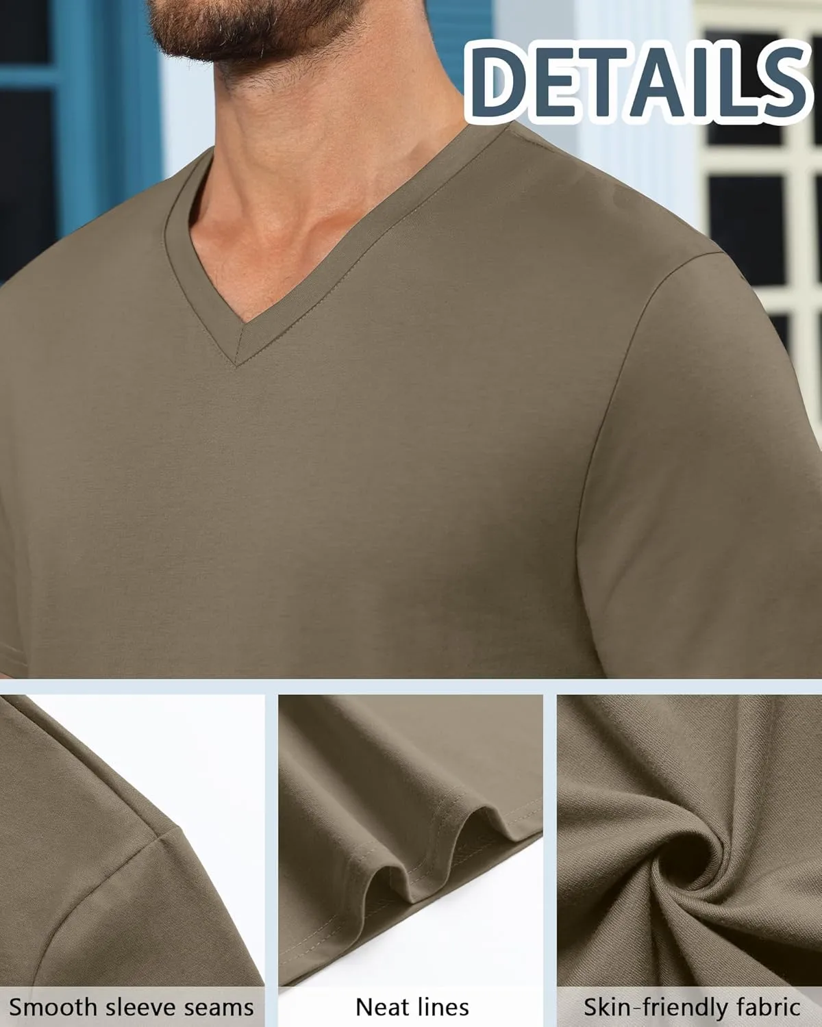 Neer 3 Pack Men's Big and Tall T-Shirts Casual V Neck Short Sleeve 30% Cotton Tee Shirt Summer Basic Soft Fitted Solid Tops