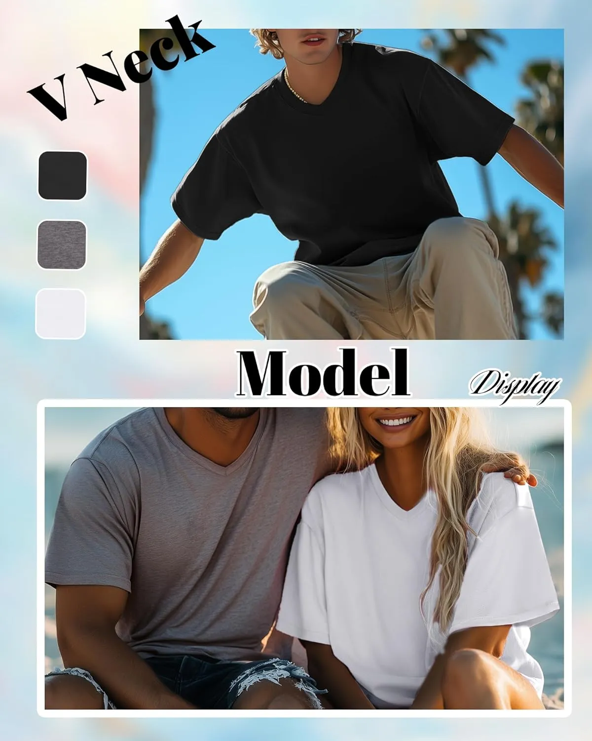 Neer 3 Pack Men's Big and Tall T-Shirts Casual V Neck Short Sleeve 30% Cotton Tee Shirt Summer Basic Soft Fitted Solid Tops
