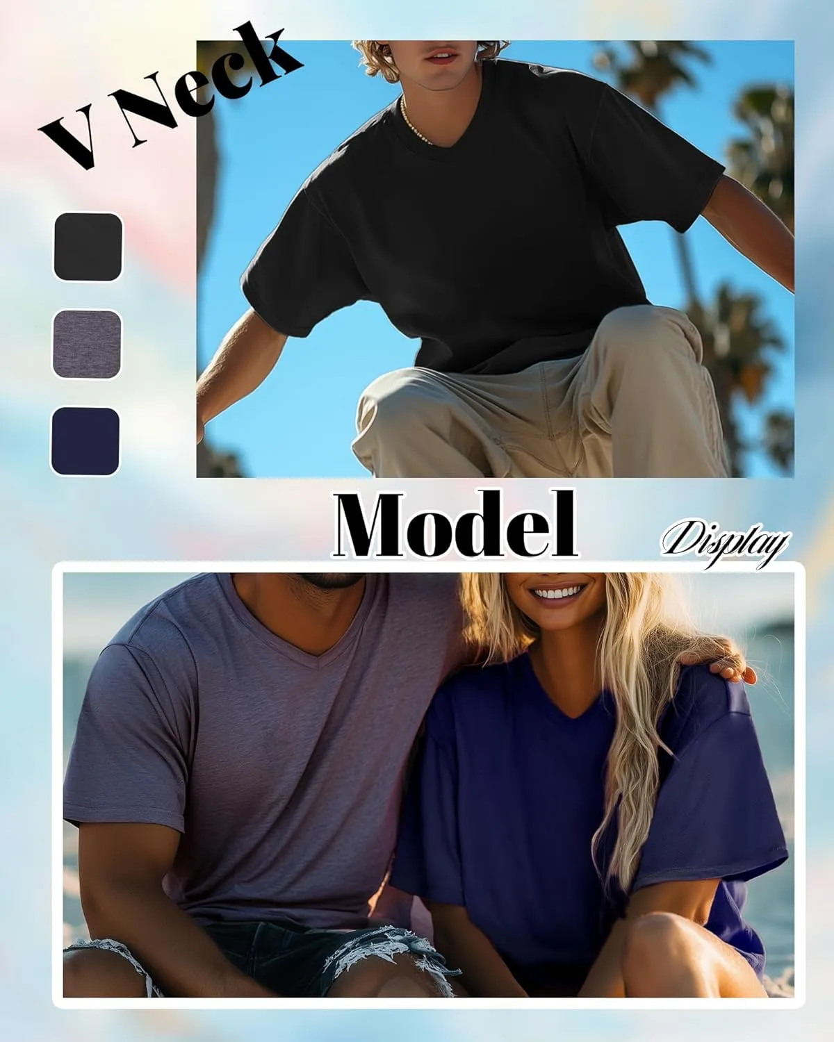 Neer 3 Pack Men's Big and Tall T-Shirts Casual V Neck Short Sleeve 30% Cotton Tee Shirt Summer Basic Soft Fitted Solid Tops
