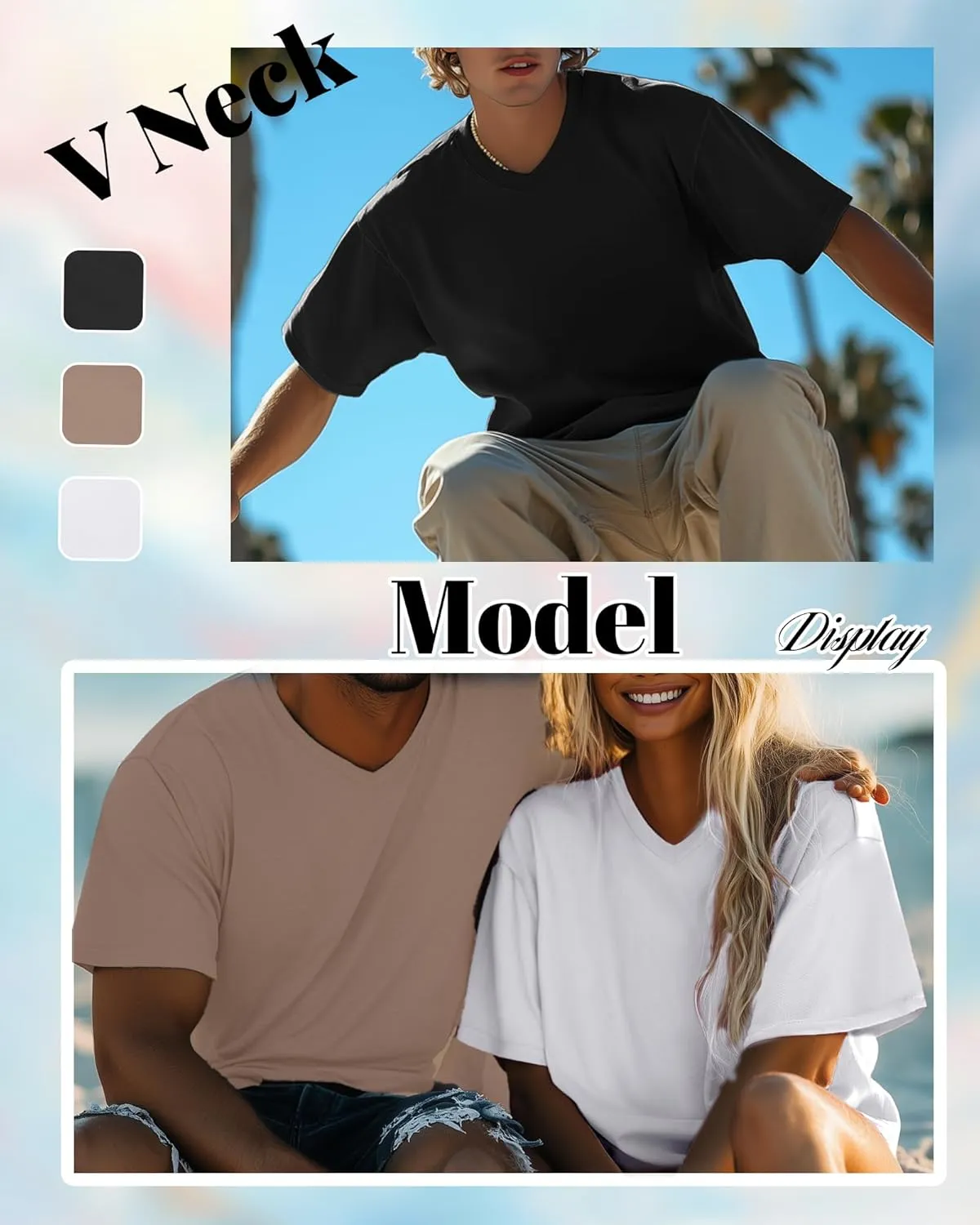 Neer 3 Pack Men's Big and Tall T-Shirts Casual V Neck Short Sleeve 30% Cotton Tee Shirt Summer Basic Soft Fitted Solid Tops