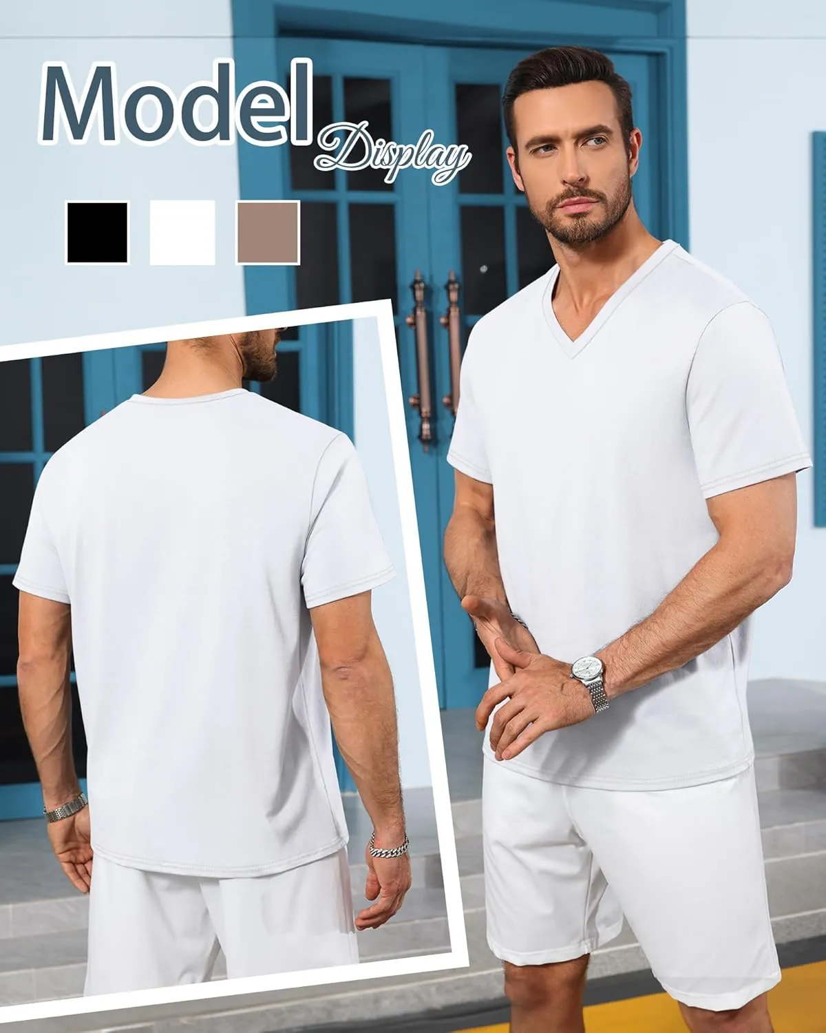 Neer 3 Pack Men's Big and Tall T-Shirts Casual V Neck Short Sleeve 30% Cotton Tee Shirt Summer Basic Soft Fitted Solid Tops