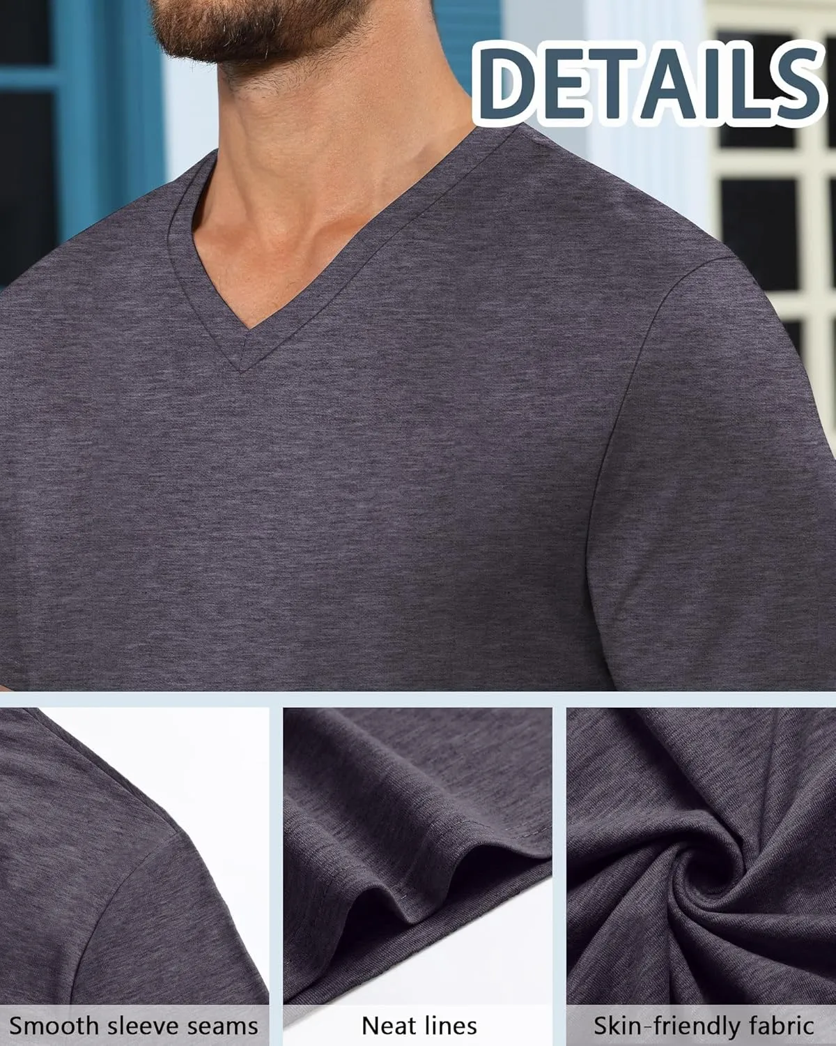 Neer 3 Pack Men's Big and Tall T-Shirts Casual V Neck Short Sleeve 30% Cotton Tee Shirt Summer Basic Soft Fitted Solid Tops