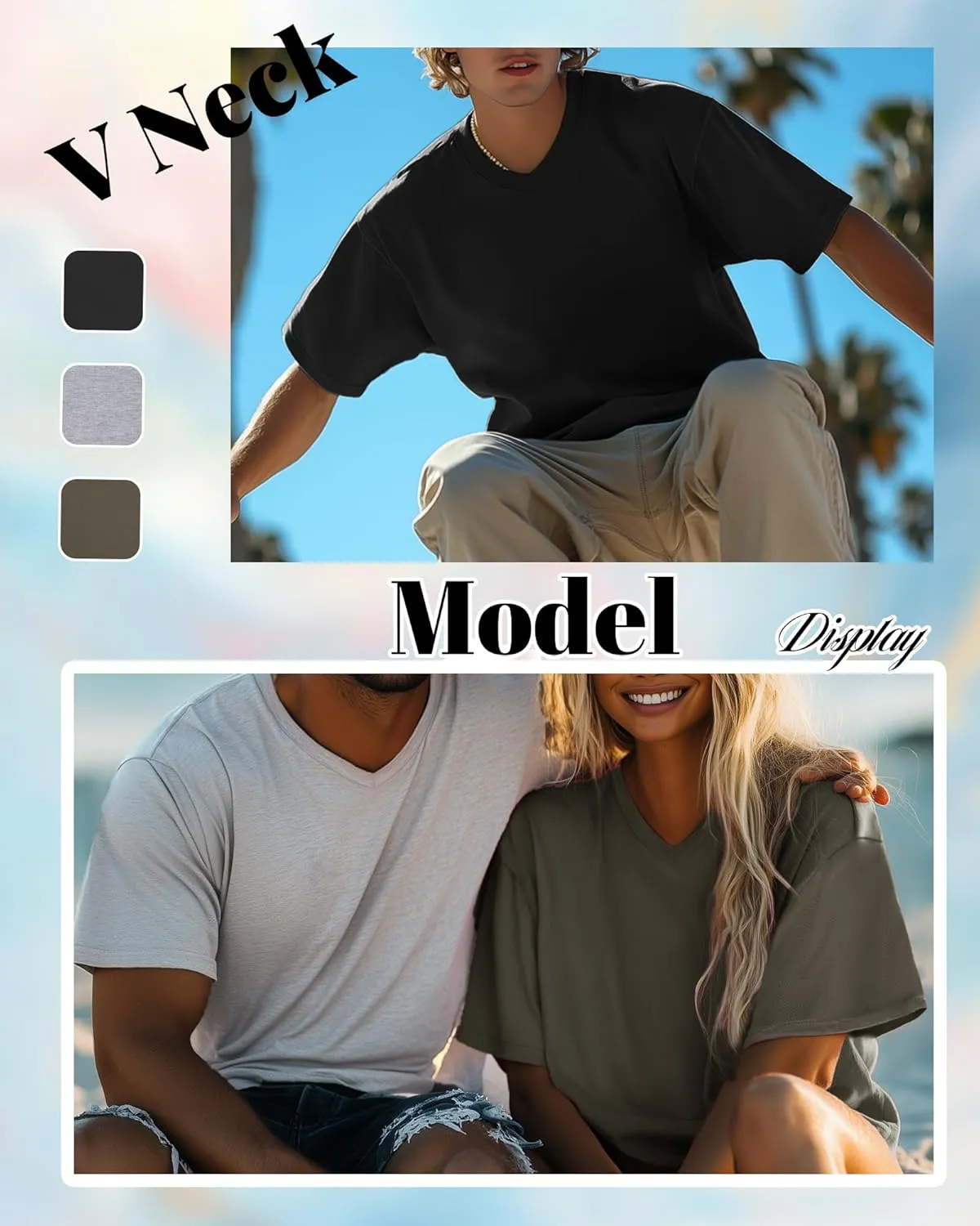 Neer 3 Pack Men's Big and Tall T-Shirts Casual V Neck Short Sleeve 30% Cotton Tee Shirt Summer Basic Soft Fitted Solid Tops