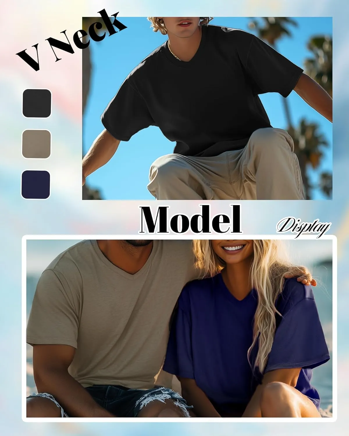 Neer 3 Pack Men's Big and Tall T-Shirts Casual V Neck Short Sleeve 30% Cotton Tee Shirt Summer Basic Soft Fitted Solid Tops