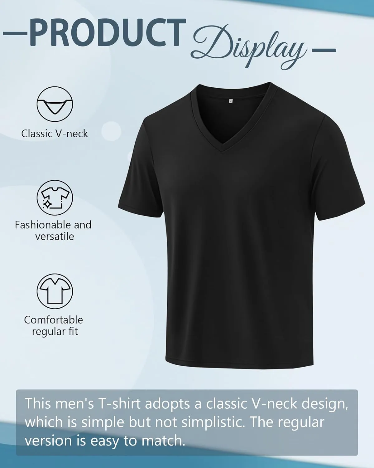 Neer 3 Pack Men's Big and Tall T-Shirts Casual V Neck Short Sleeve 30% Cotton Tee Shirt Summer Basic Soft Fitted Solid Tops