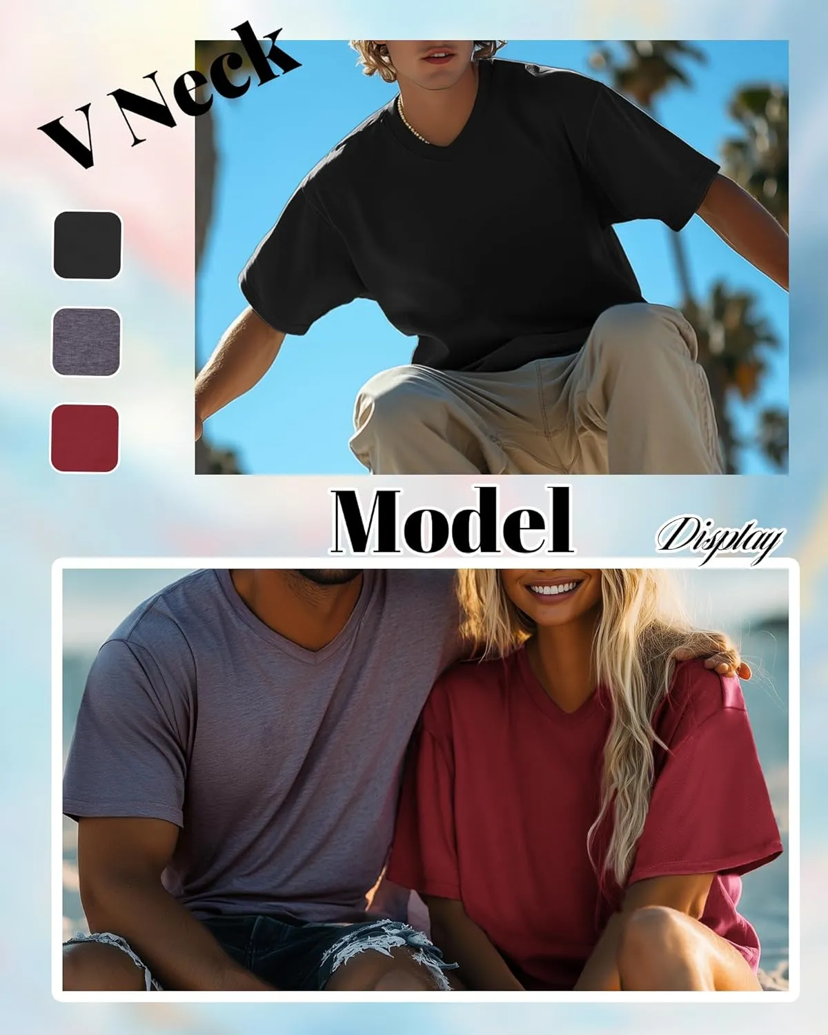 Neer 3 Pack Men's Big and Tall T-Shirts Casual V Neck Short Sleeve 30% Cotton Tee Shirt Summer Basic Soft Fitted Solid Tops