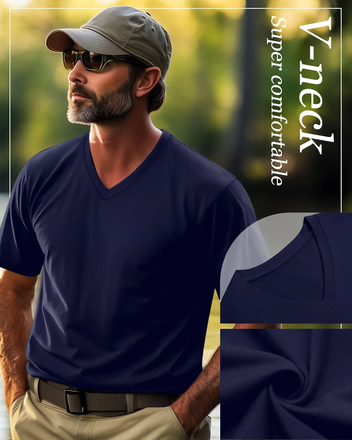 Neer 4 Pack Men's Big and Tall V Neck T-Shirts Casual Short Sleeve Cotton Tee Shirt Plus Size Summer Basic Tops