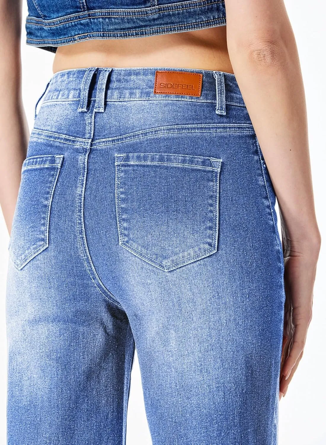 Sidefeel Women's Wide Leg Jeans Casual High Waisted Straight Zimbaplatinum Denim Pants with Pockets