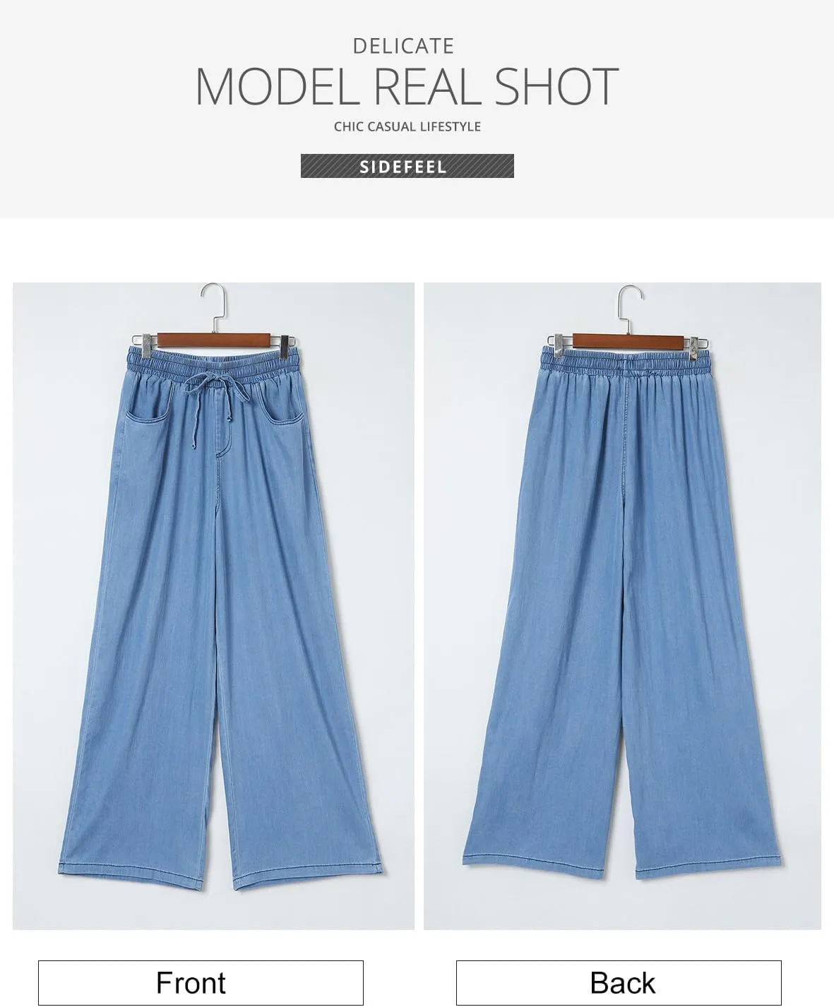 Sidefeel Women's Wide Leg Jeans High Waisted 2024 Summer Drawstring Denim Pants