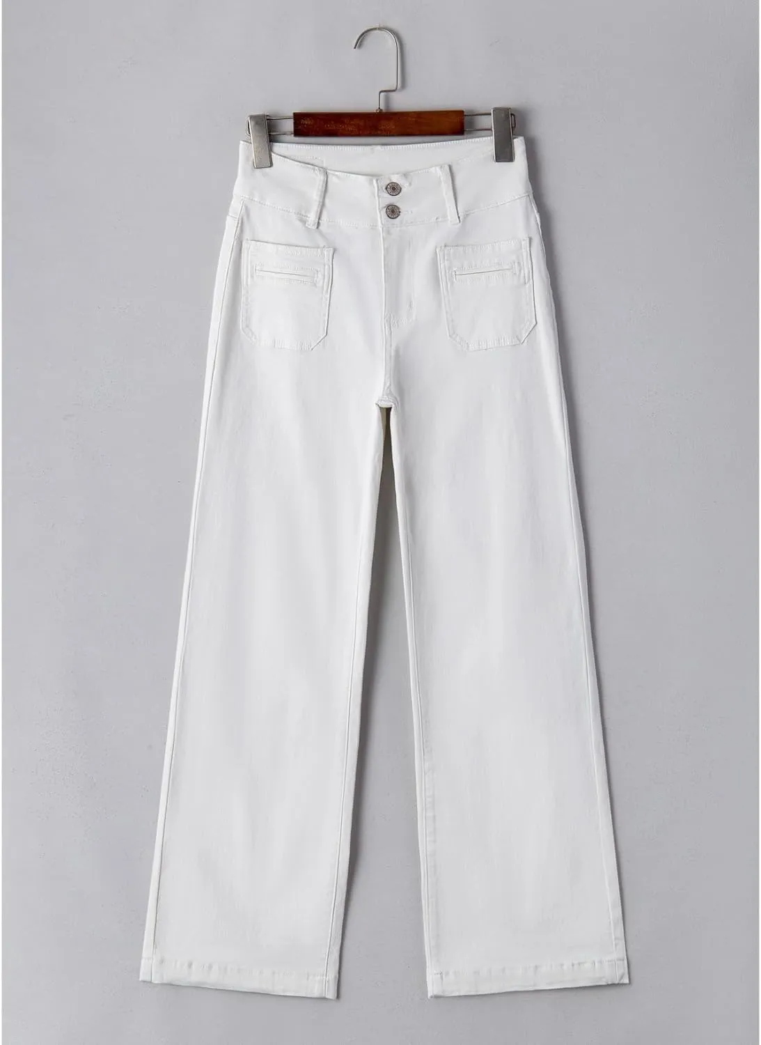 Sidefeel Women's Wide Leg Jeans High Waisted Tummy Control Stretchy Pockets Front Zimbaplatinum Jeans
