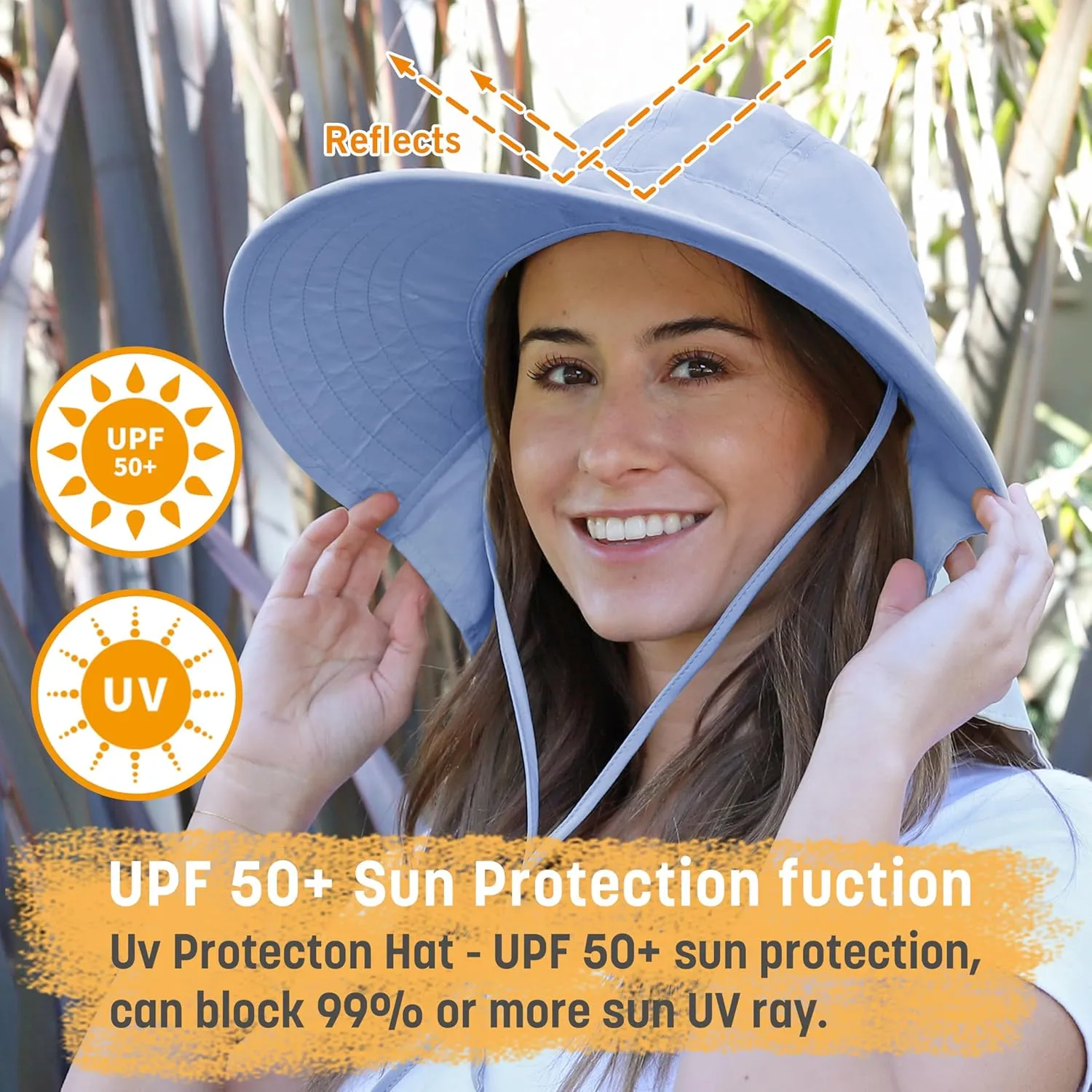 Solaris UPF 50  Wide Brim Sun Hat for Women - Small Size Packable Lightweight, Floral Scarf Cooling Hat with Neck Flap for Beach, Gardening, Travel, Hiking & Outdoor Activities