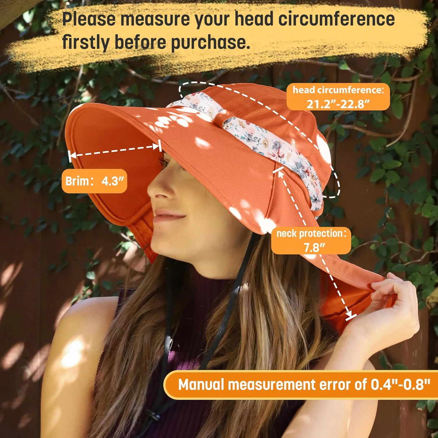 Solaris UPF 50  Wide Brim Sun Hat for Women - Small Size Packable Lightweight, Floral Scarf Cooling Hat with Neck Flap for Beach, Gardening, Travel, Hiking & Outdoor Activities
