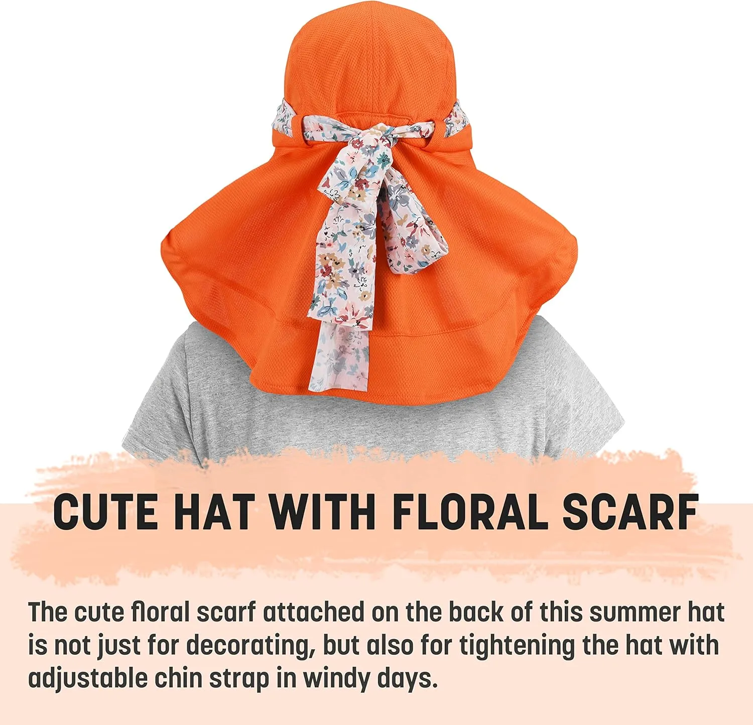 Solaris UPF 50  Wide Brim Sun Hat for Women - Small Size Packable Lightweight, Floral Scarf Cooling Hat with Neck Flap for Beach, Gardening, Travel, Hiking & Outdoor Activities